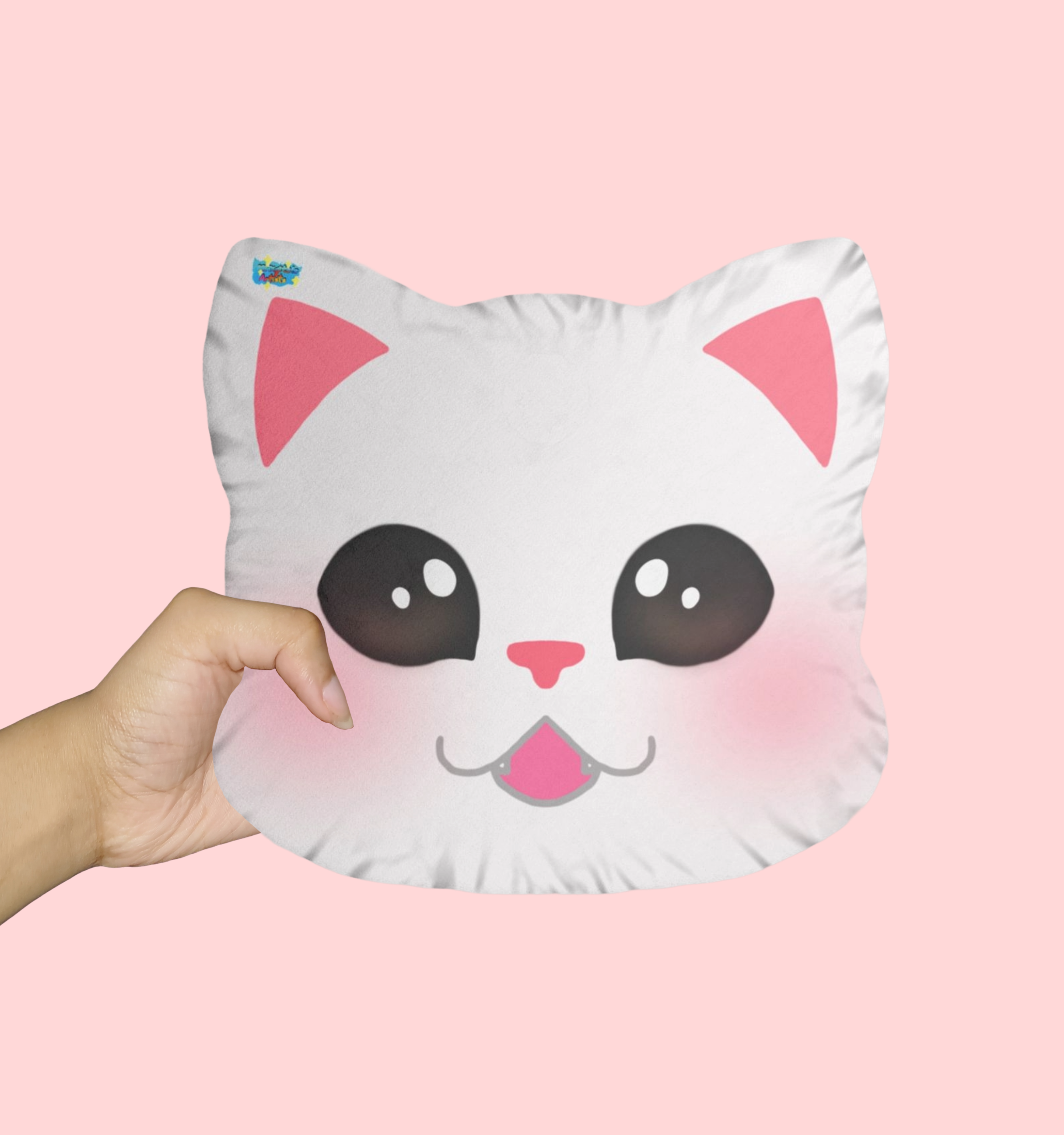 White Smiling Cute Cat Custom Shaped Pillows product thumbnail image White Smiling Cute Cat Custom Shaped Pillows product thumbnail image