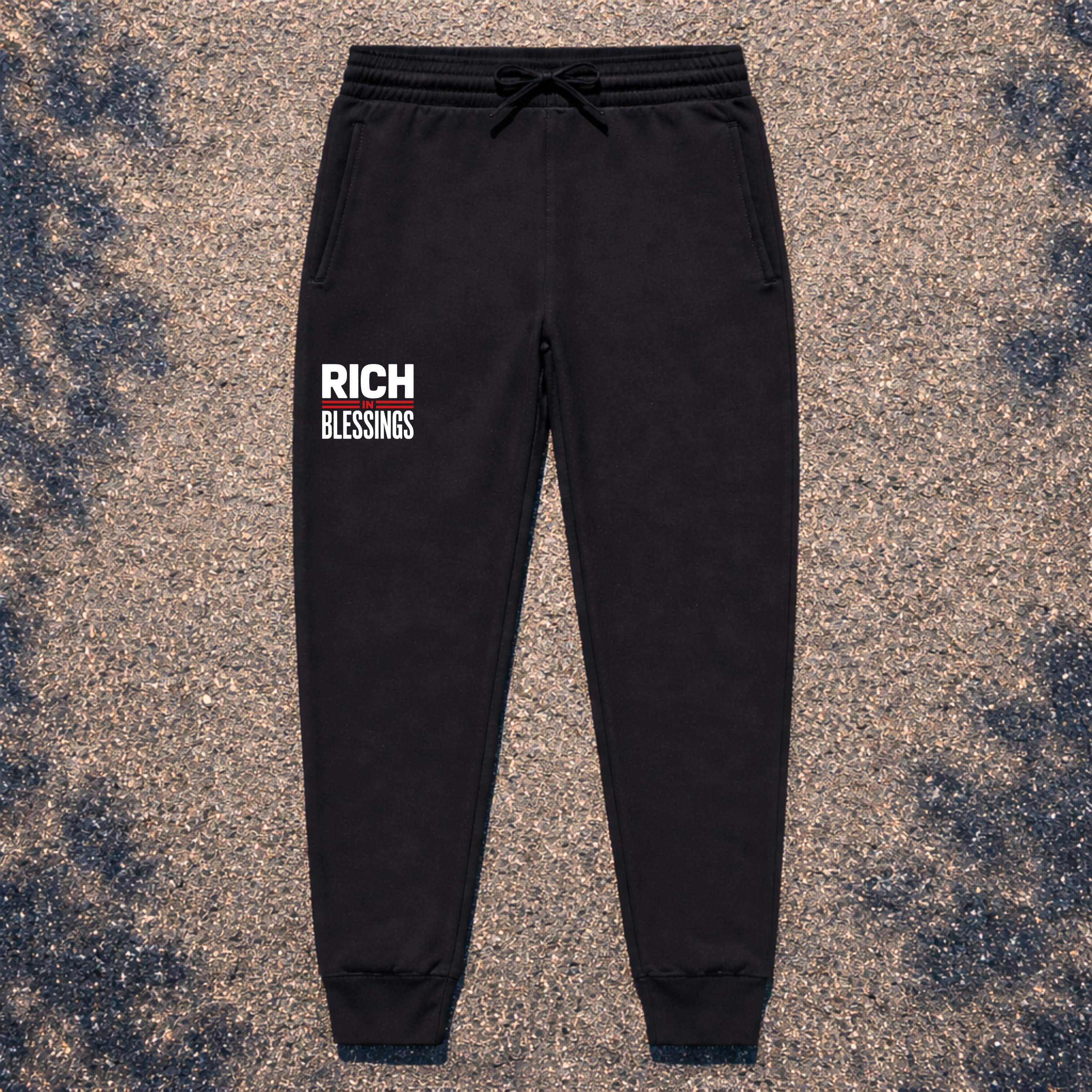 District® V.I.T.™ RICH IN BLESSINGS Black/Red/White Unisex Fleece Jogger (Embroidery) product thumbnail image
