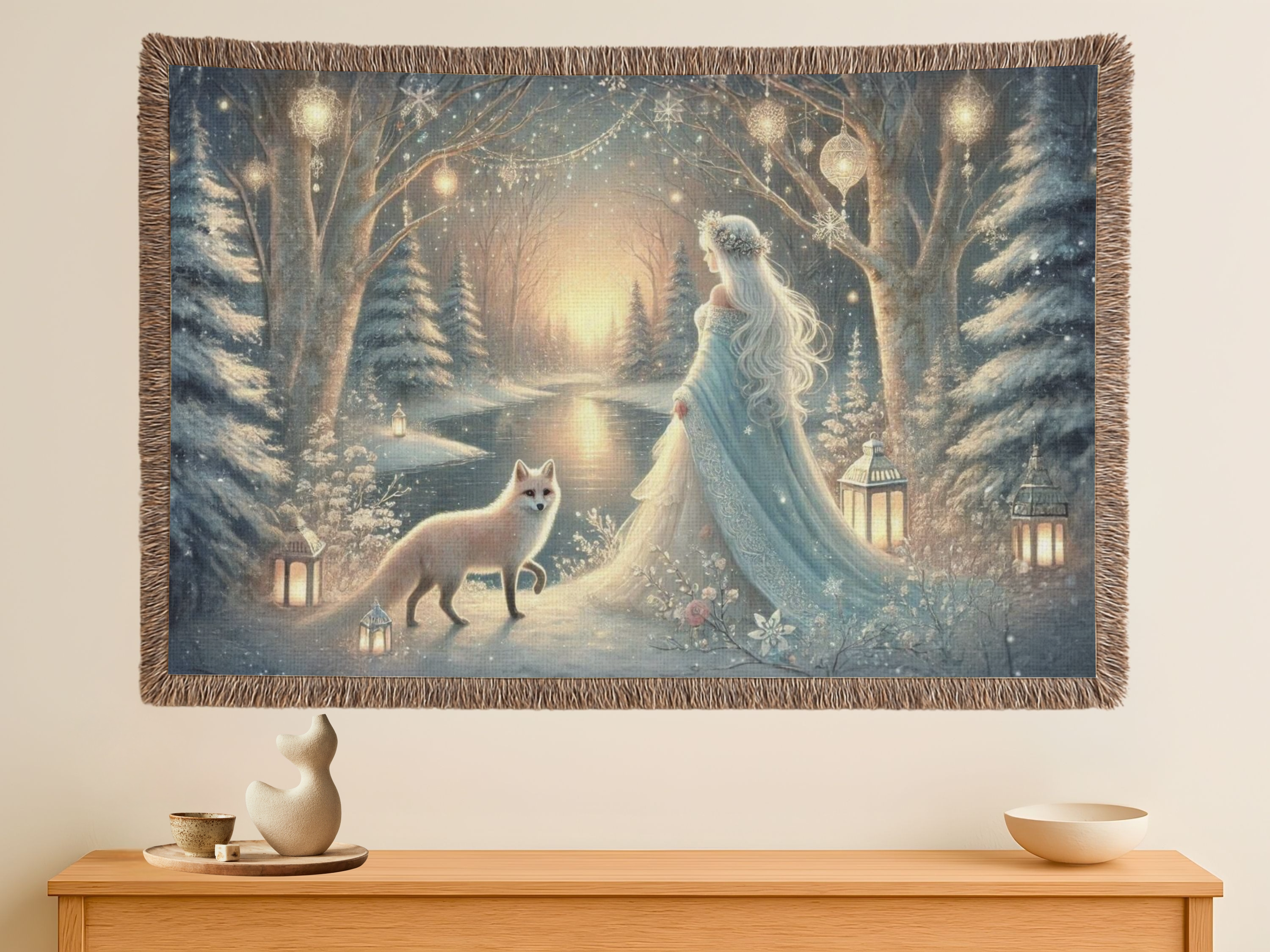 Moonlit Storybook Woven Blanket — Hand-Tied Fringed Throw for Cozy Reading Nooks product thumbnail image Moonlit Storybook Woven Blanket — Hand-Tied Fringed Throw for Cozy Reading Nooks product thumbnail image