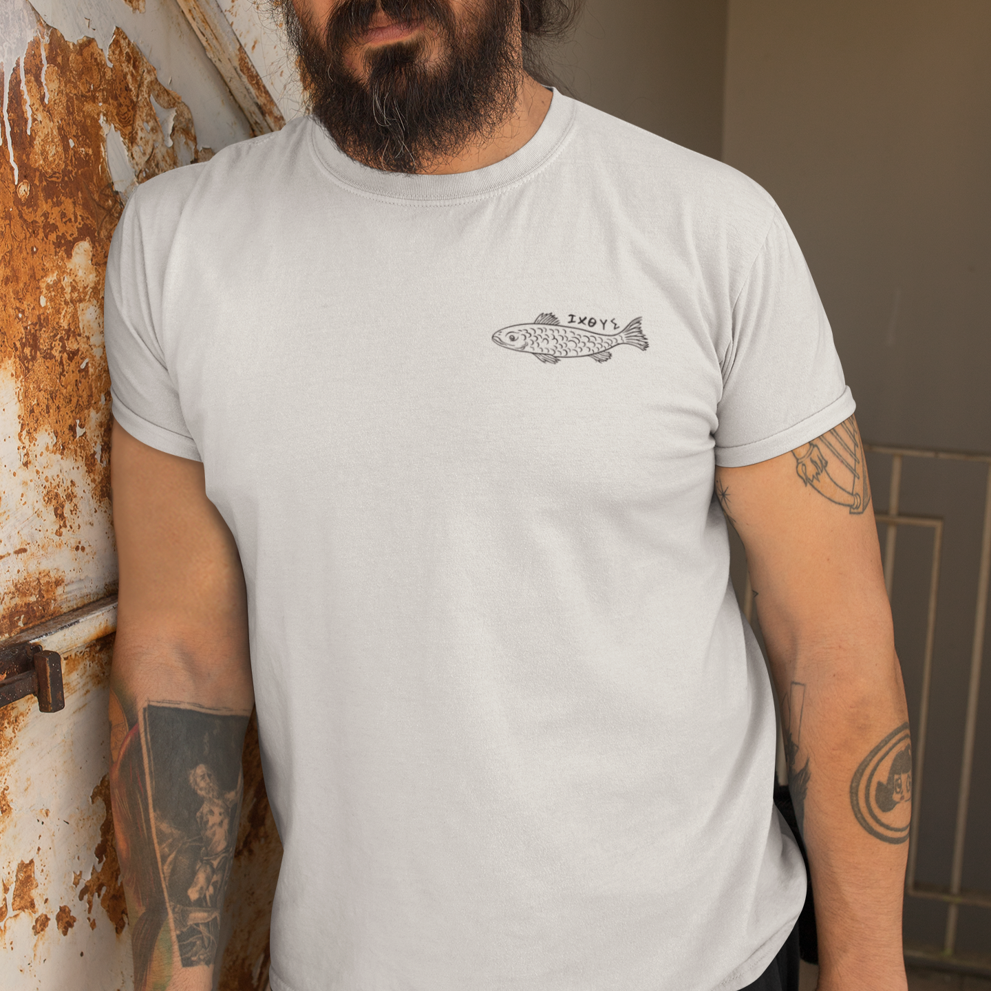 Ancient Christian Ichthus Fish T-Shirt | Minimalist Chest Graphic