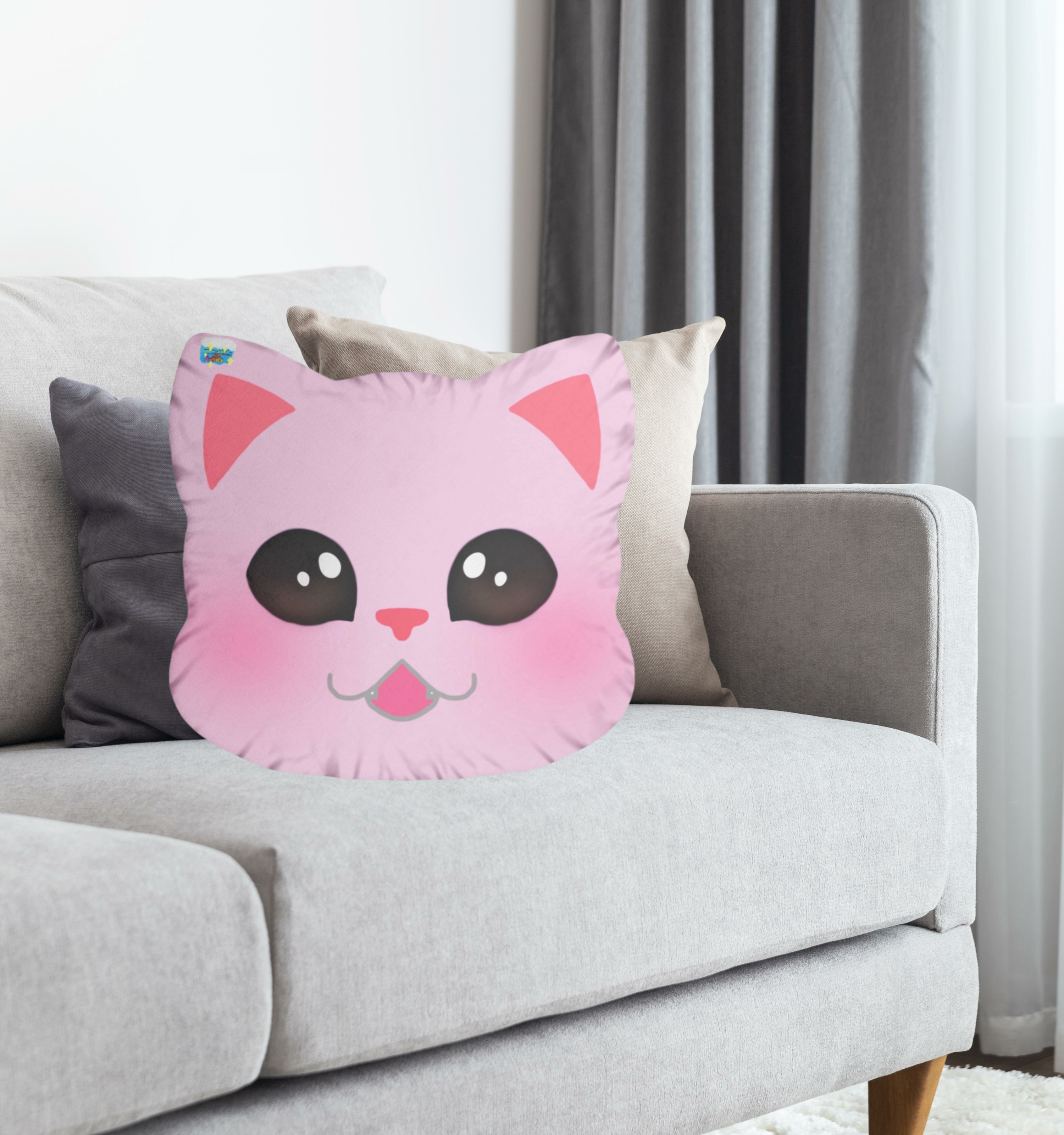 Pink Smiling Cute Cat Custom Shaped Pillows product thumbnail image Pink Smiling Cute Cat Custom Shaped Pillows product thumbnail image