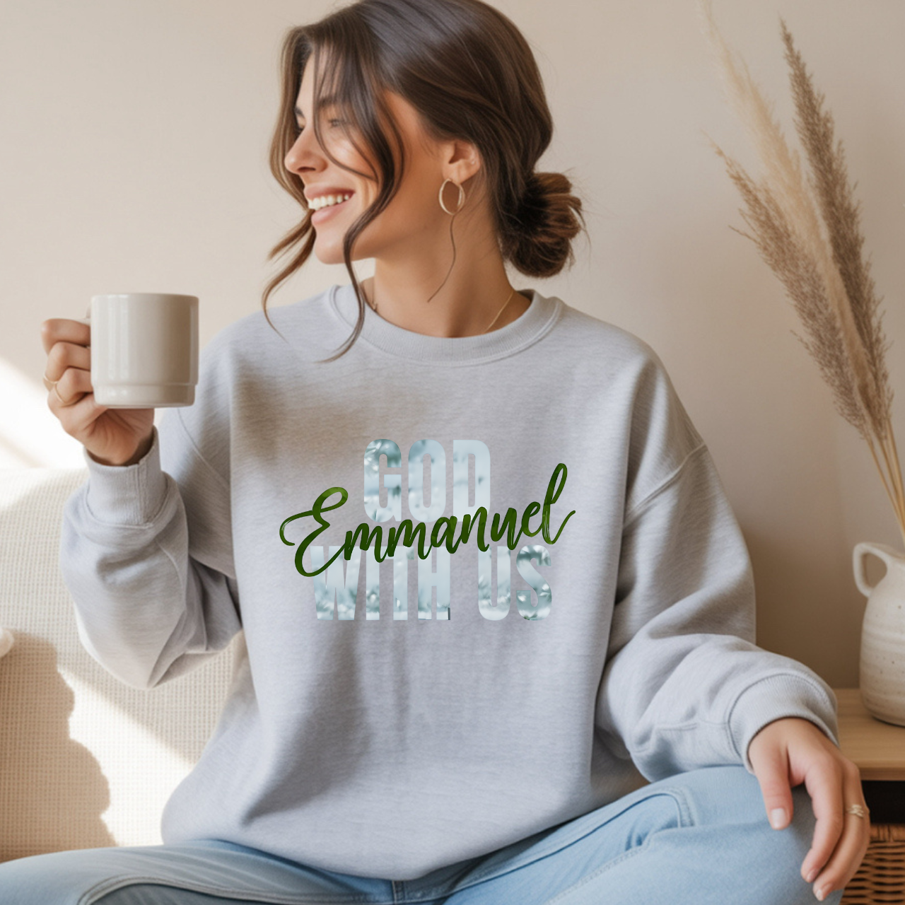 God With Us Emmanuel Christian Gildan Unisex Sweatshirt | Christian Gift for her