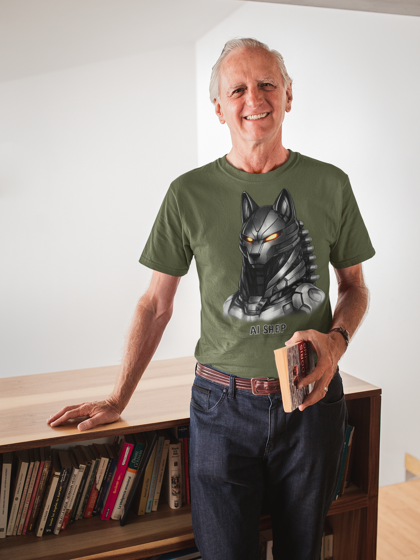 Sci‑Fi T-Shirt Shep — AI Futuristic Cyber Canine Graphic Tee product thumbnail image Sci‑Fi T-Shirt Shep — AI Futuristic Cyber Canine Graphic Tee product thumbnail image