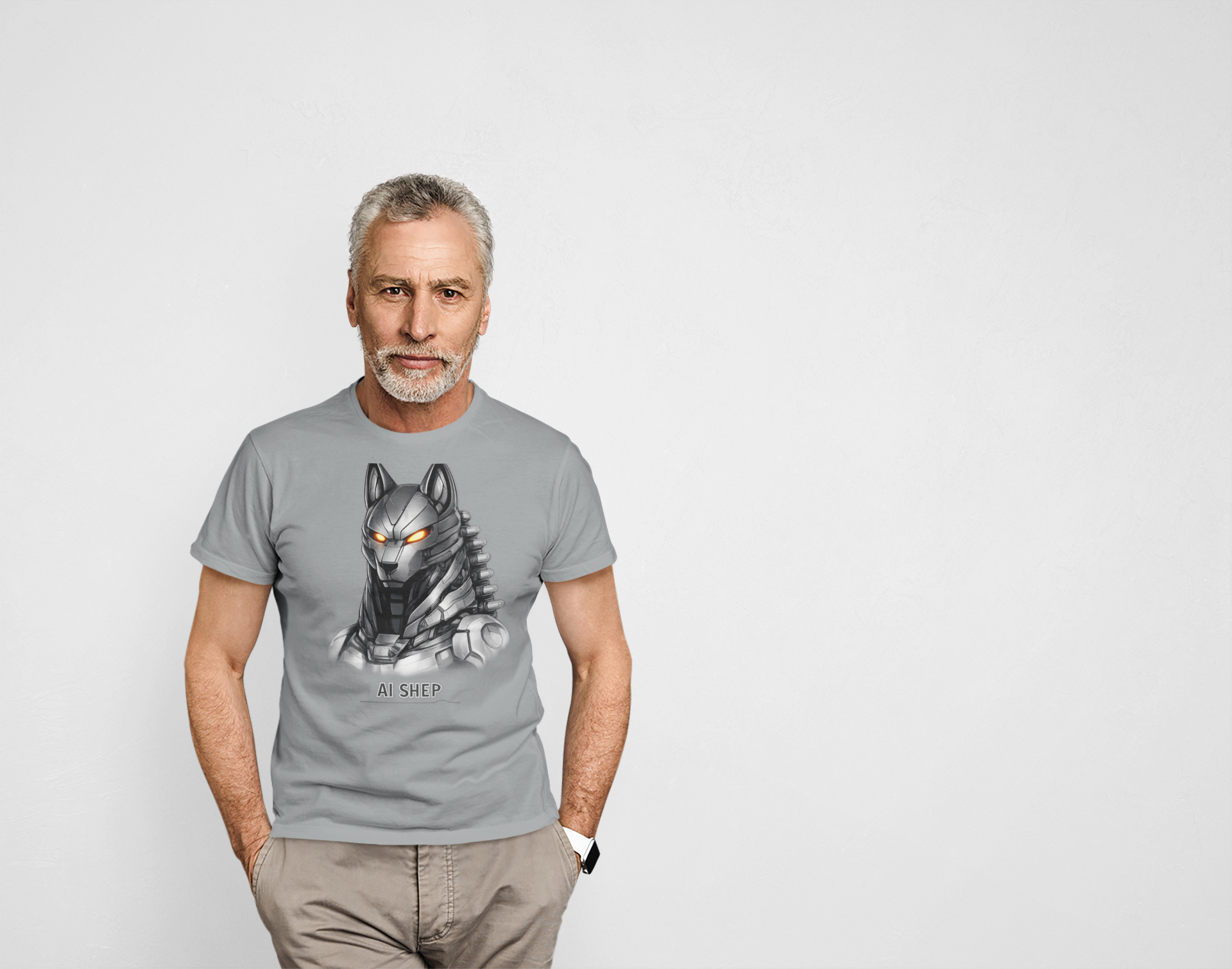 Sci‑Fi T-Shirt Shep — AI Futuristic Cyber Canine Graphic Tee product thumbnail image Sci‑Fi T-Shirt Shep — AI Futuristic Cyber Canine Graphic Tee product thumbnail image