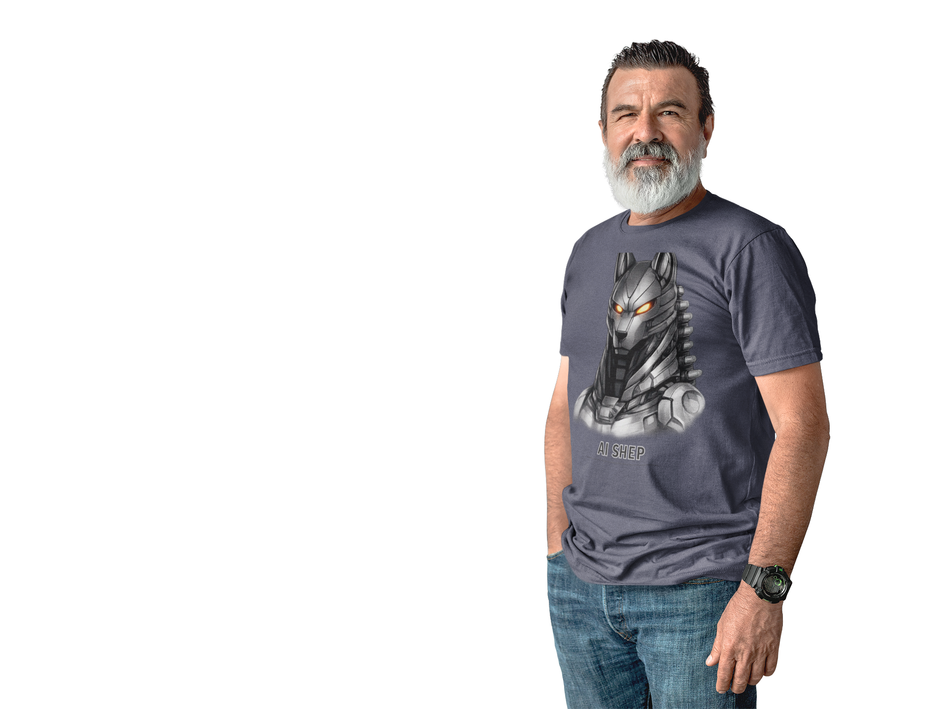 Sci‑Fi T-Shirt Shep — AI Futuristic Cyber Canine Graphic Tee product thumbnail image Sci‑Fi T-Shirt Shep — AI Futuristic Cyber Canine Graphic Tee product thumbnail image