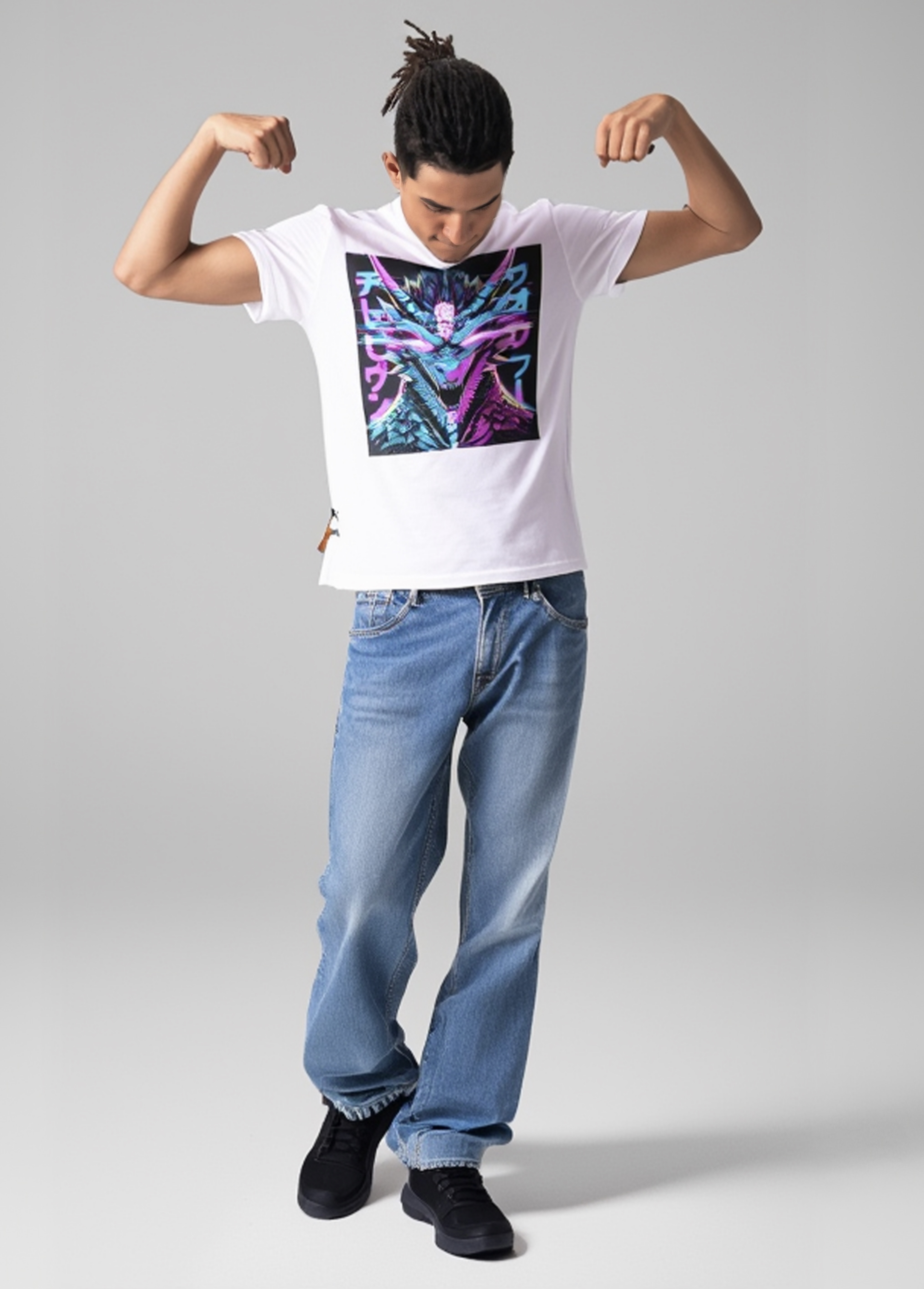 Unisex T-Shirt — Neon Cyber Dragon Japanese Kanji Graphic Tee product thumbnail image Unisex T-Shirt — Neon Cyber Dragon Japanese Kanji Graphic Tee product thumbnail image