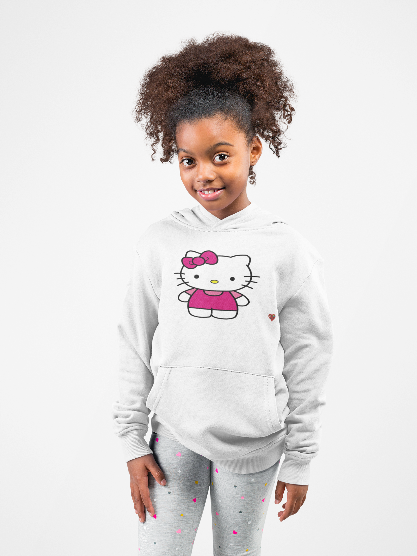 Kids Cute Cat Character Hoodie — Pink Bow Cartoon Sweatshirt product thumbnail image
