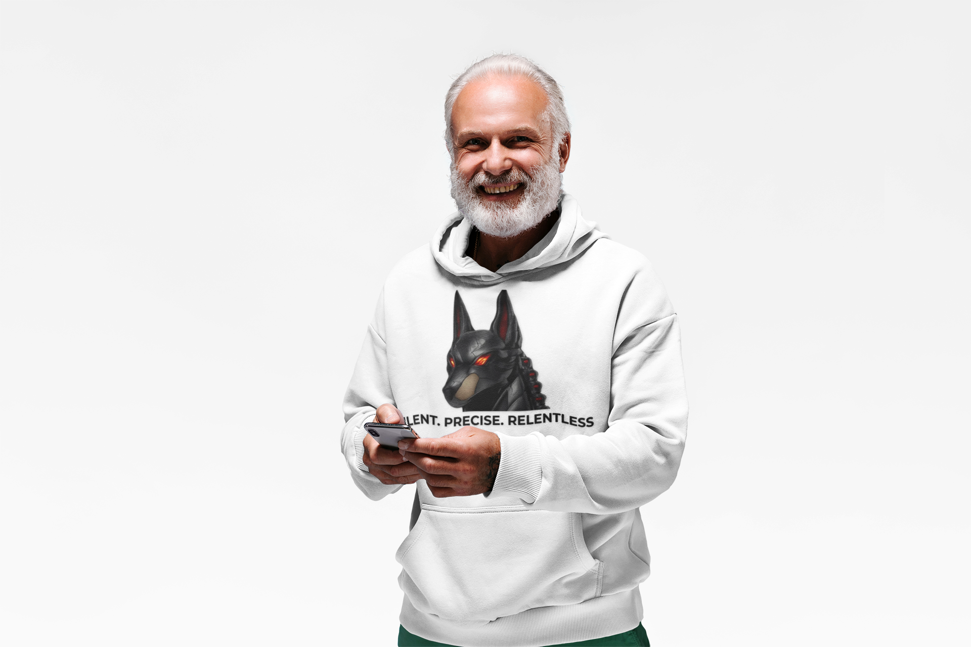 Graphic Pullover Hoodie — AI DOBE with Red-Eye Dog Emblem TECH SWAG product thumbnail image Graphic Pullover Hoodie — AI DOBE with Red-Eye Dog Emblem TECH SWAG product thumbnail image