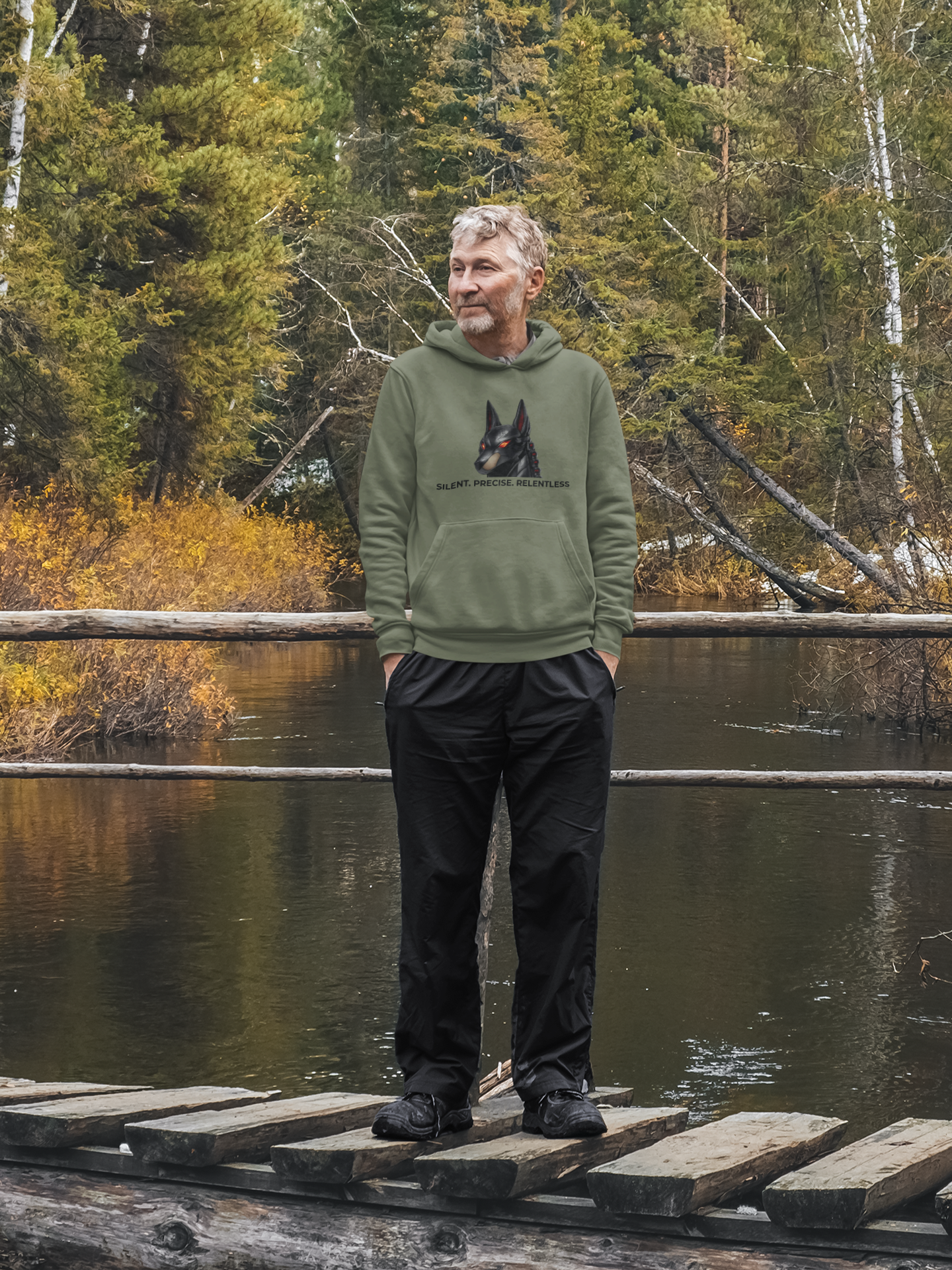  Graphic Pullover Hoodie — AI DOBE with Red-Eye Dog Emblem TECH SWAG product thumbnail image