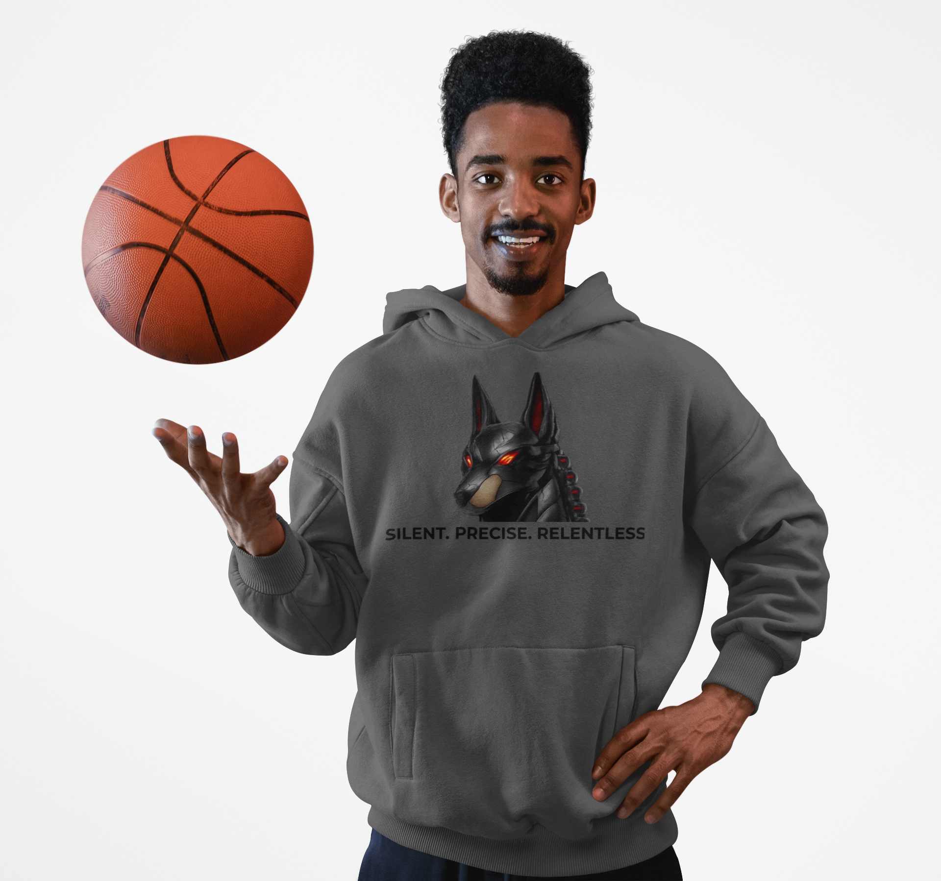  Graphic Pullover Hoodie — AI DOBE with Red-Eye Dog Emblem TECH SWAG