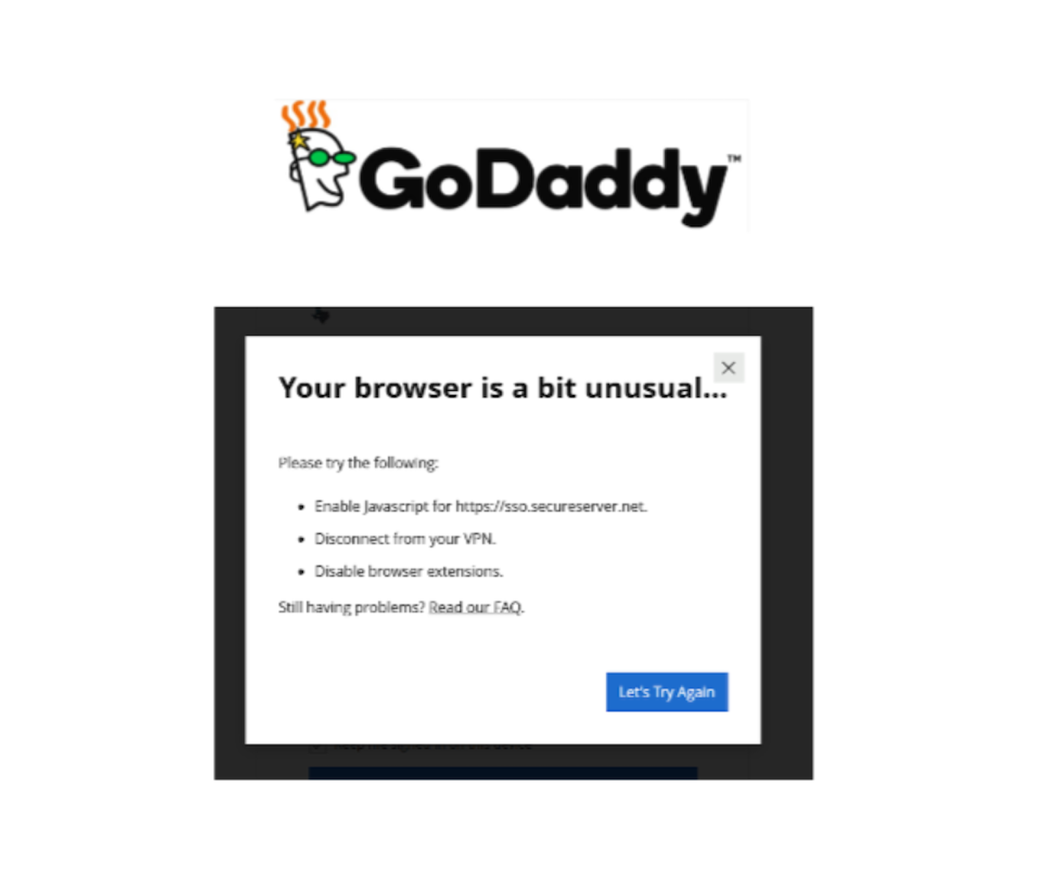 Godaddy User Experience T-Shirt — 'Your browser is a bit unusual' Error Message product thumbnail image Godaddy User Experience T-Shirt — 'Your browser is a bit unusual' Error Message product thumbnail image