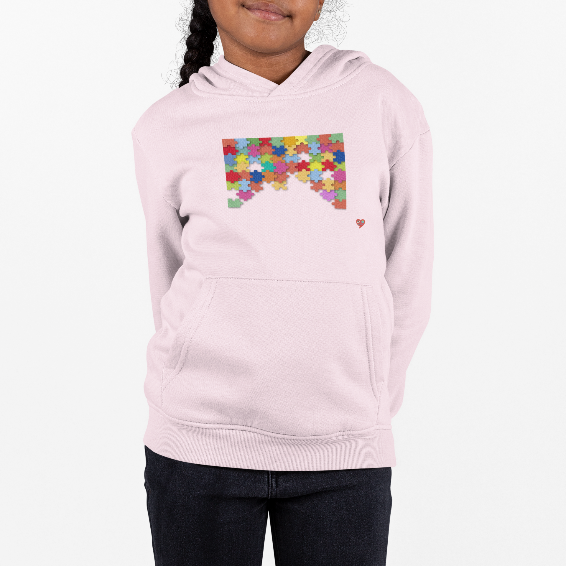 Autism Awareness Colorful Puzzle Heart Design — Autism Awareness Kids Sweatshirt product thumbnail image