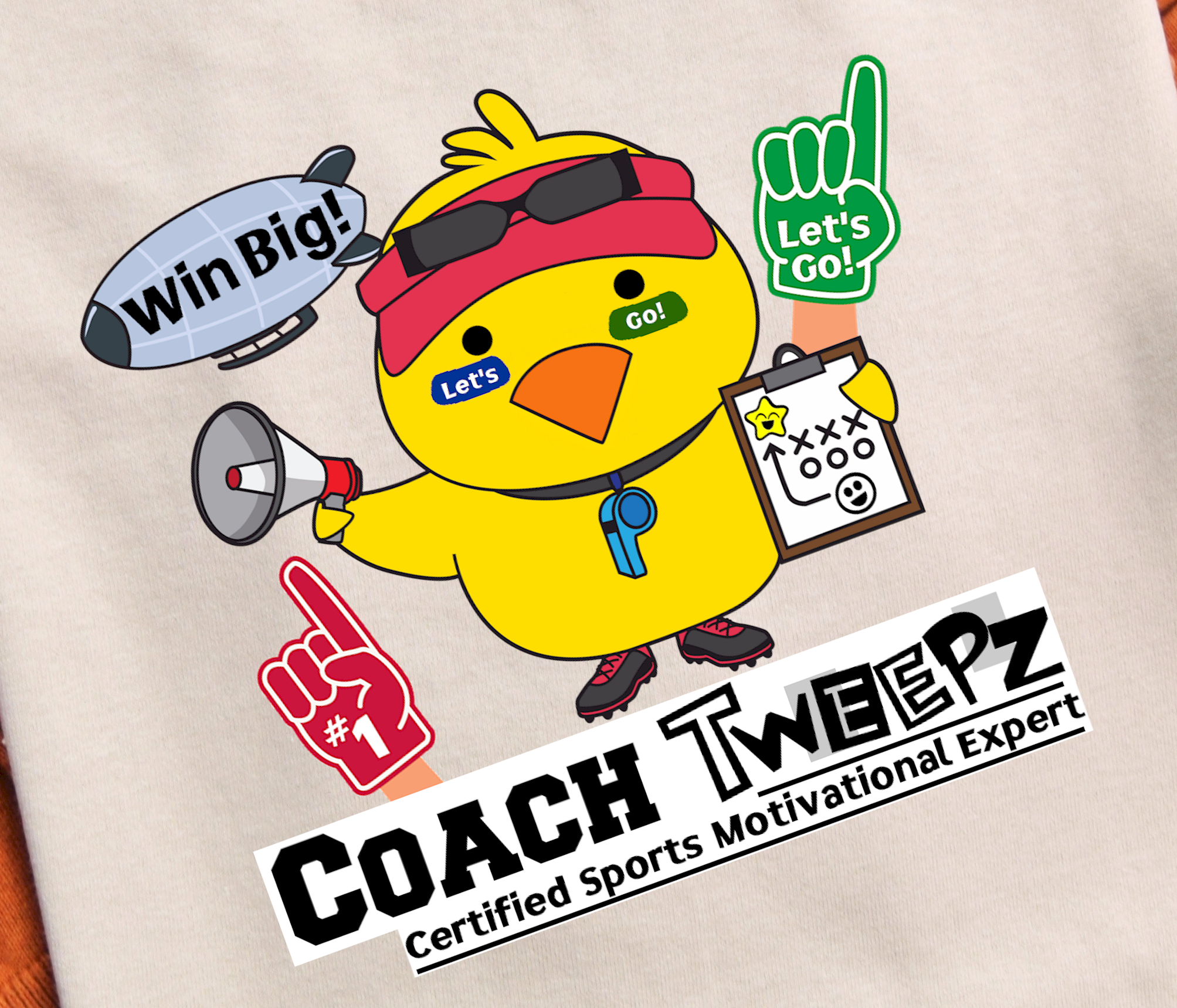 Coach Tweepz - Win Big! - Heavy Cotton Tee, Funny Tee Shirts, Cute Tee Shirts, Silly Tee Shirts, Cute Bird