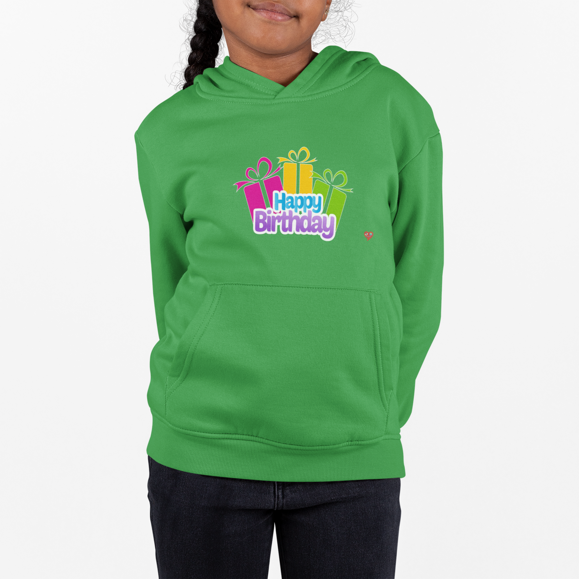 Youth Birthday Hoodie — Colorful 'Happy Birthday' Gift Box Pullover
