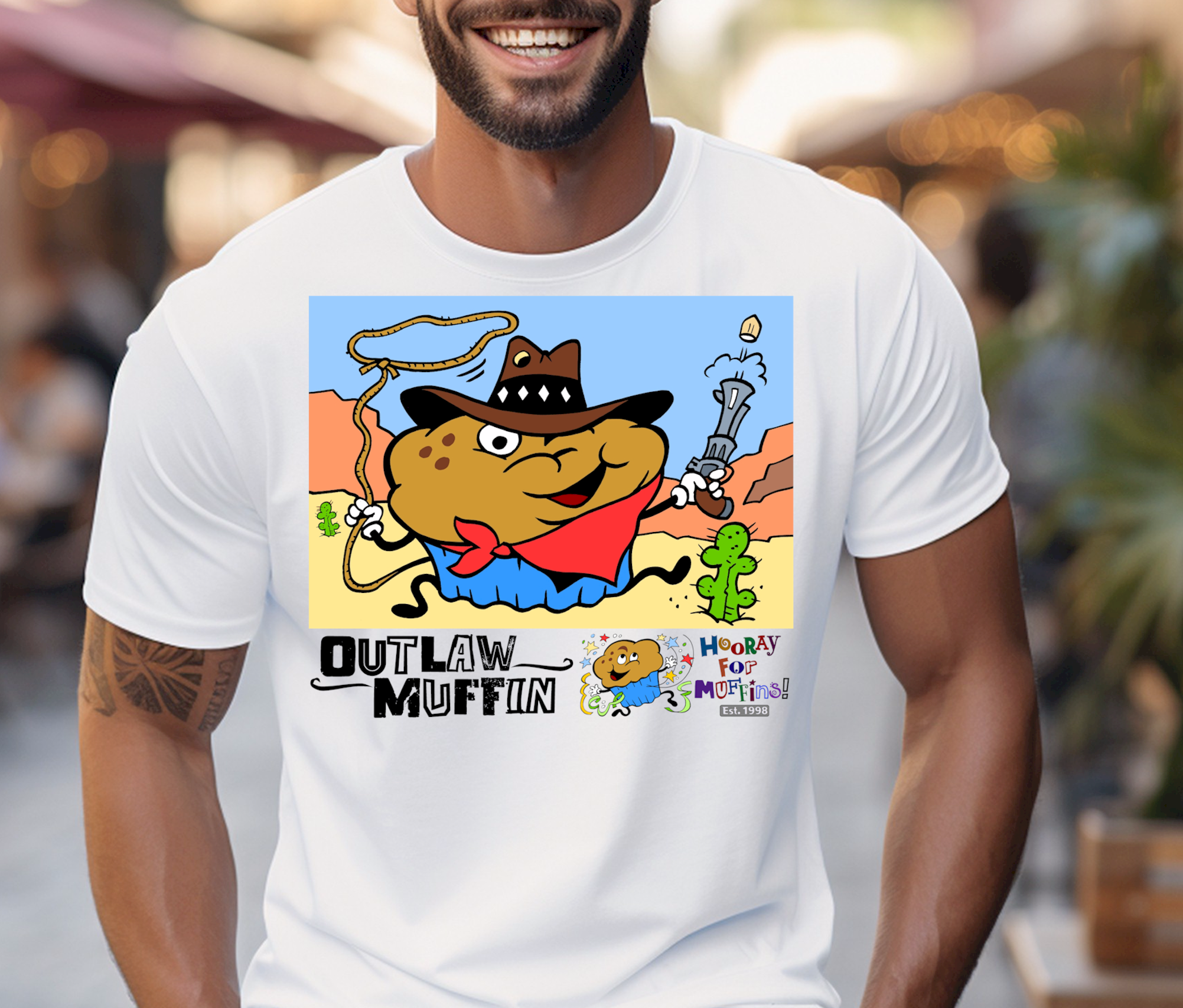 Hooray for Muffins - Outlaw Muffin  - Heavy Cotton Tee, Funny Tee Shirts, Cute Tee Shirts, Silly Tee Shirts, Muffins product thumbnail image