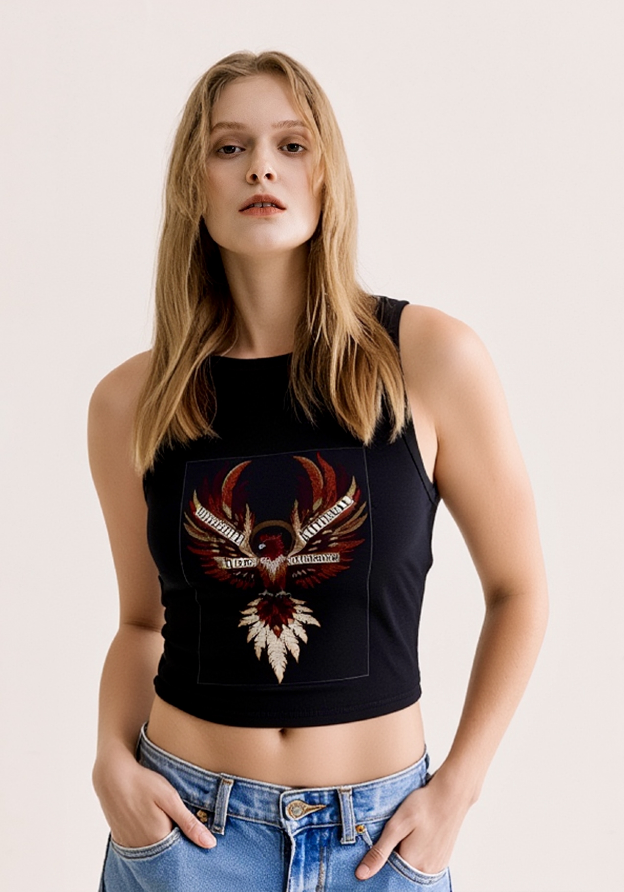 Phoenix Feather Racer Tank Top  Rise &amp; Renew Graphic Crop product thumbnail image