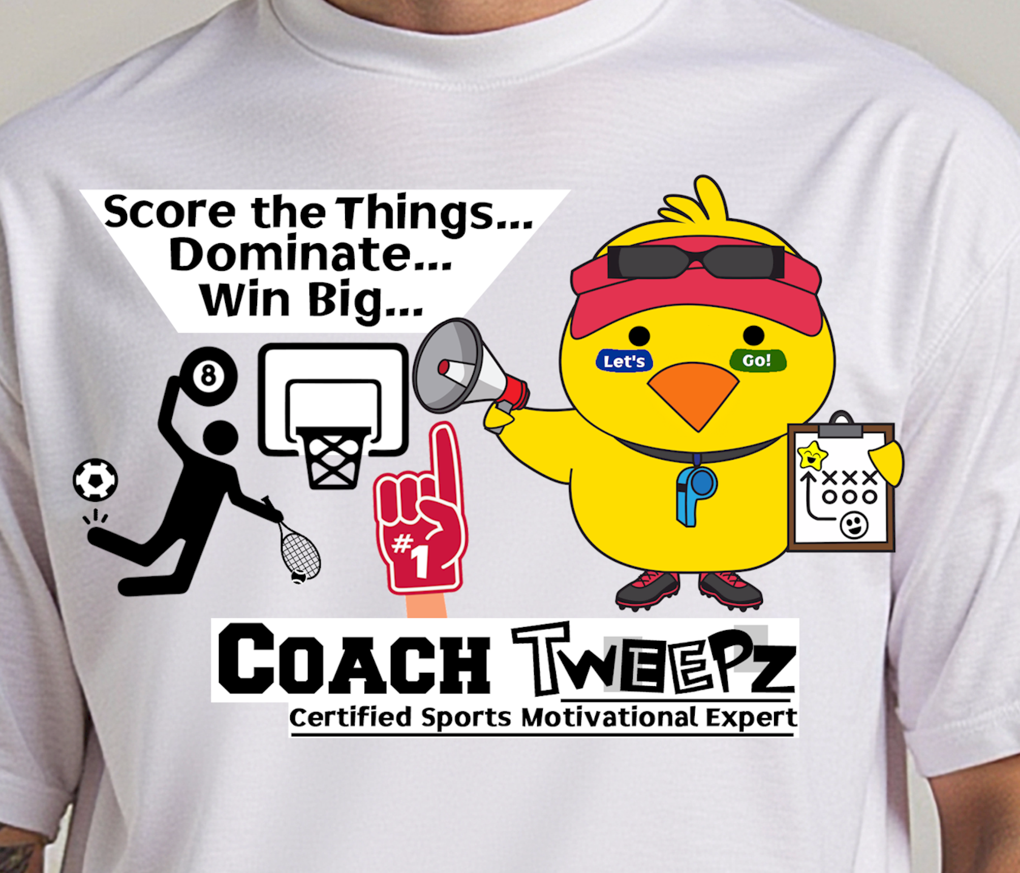 Coach Tweepz - Score The Things! - Heavy Cotton Tee, Funny Tee Shirts, Cute Tee Shirts, Silly Tee Shirts, Cute Bird