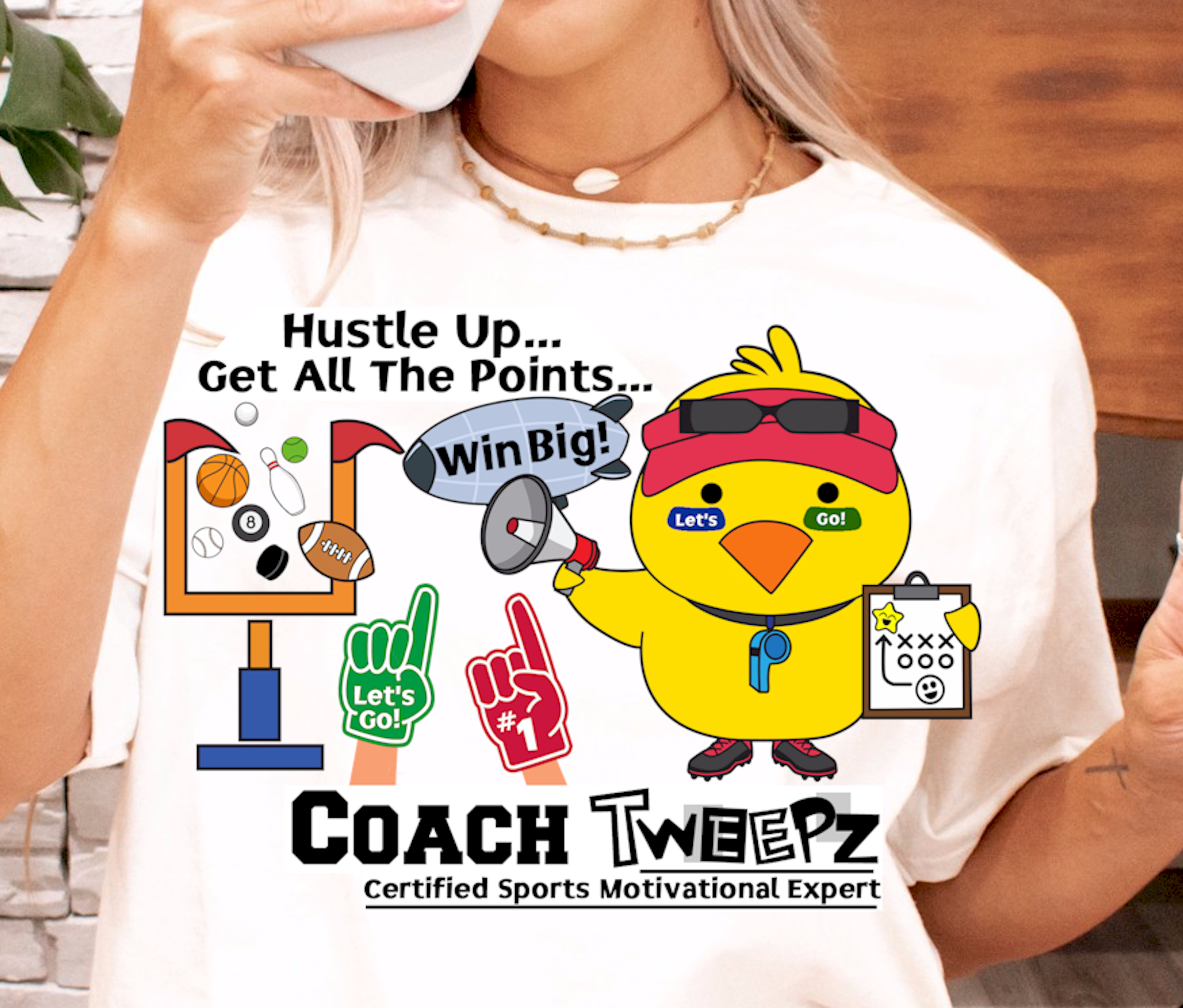 Coach Tweepz - Hustle Up! - Heavy Cotton Tee, Funny Tee Shirts, Cute Tee Shirts, Silly Tee Shirts, Cute Bird