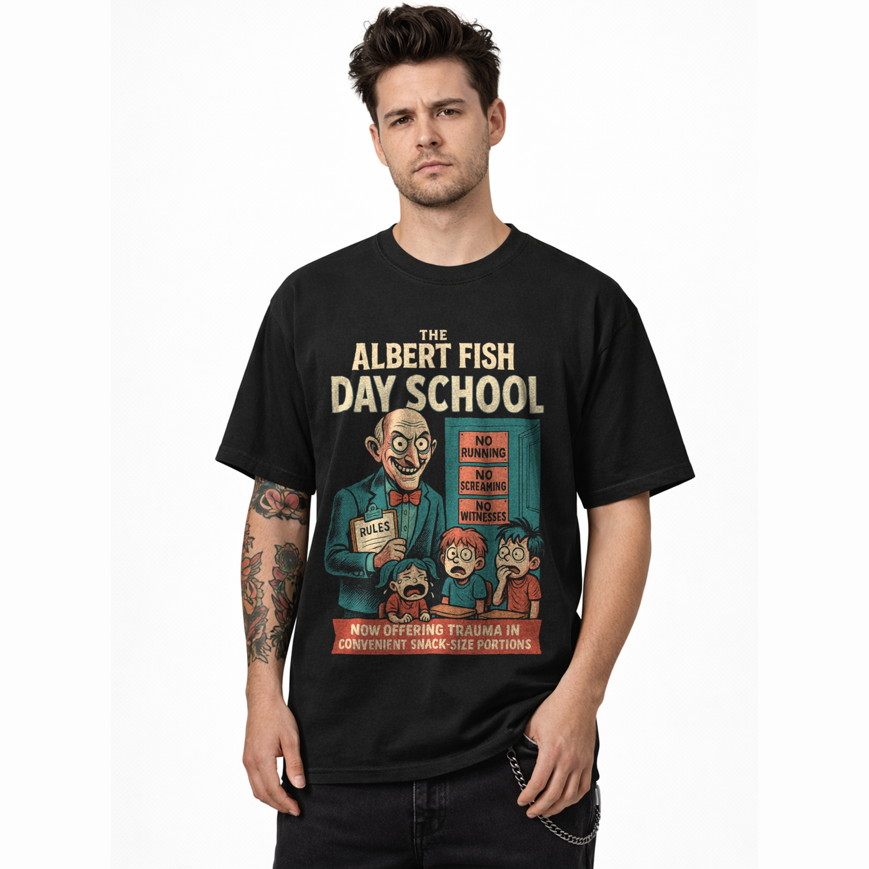 Albert Fish Day School T-Shirt – Black, L