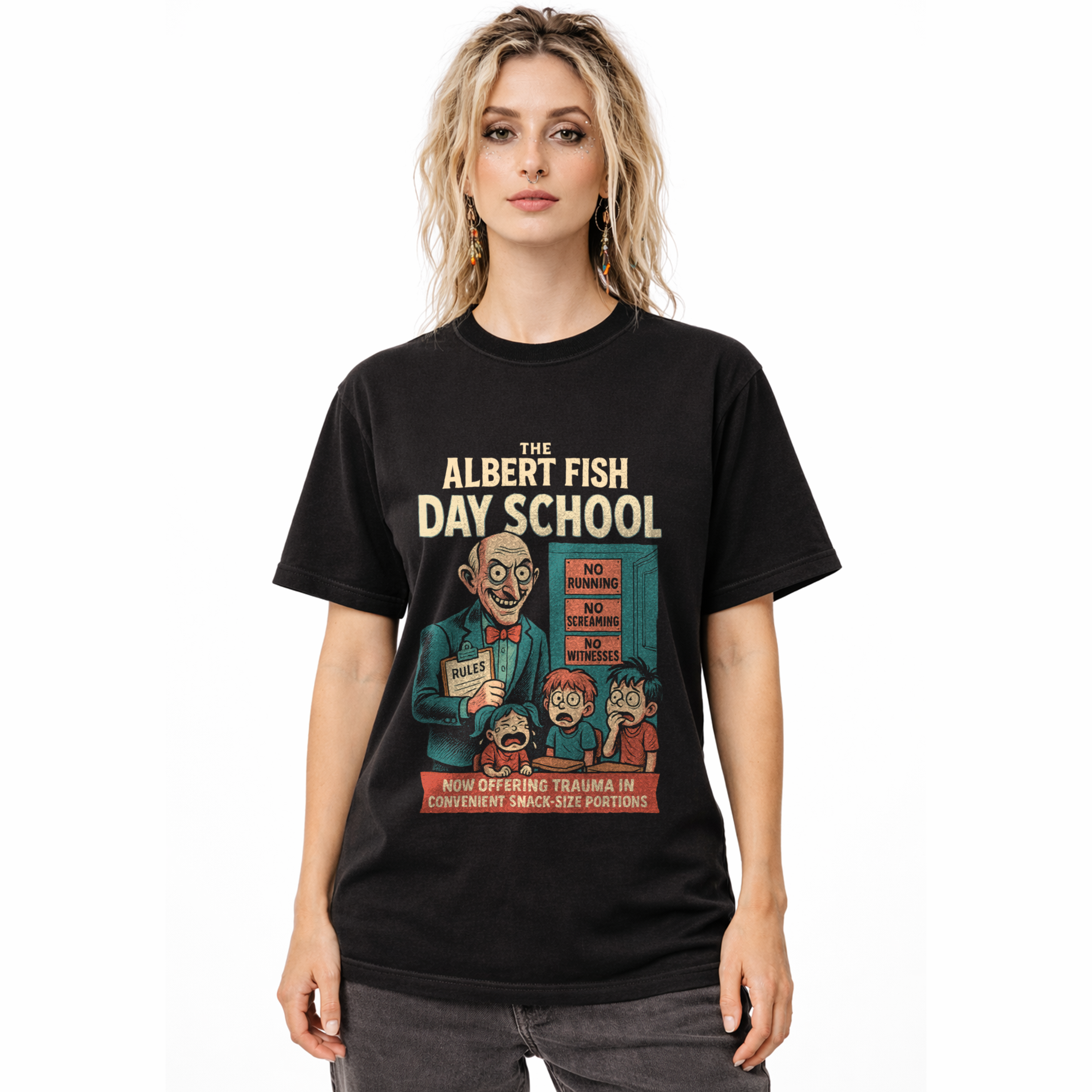 Albert Fish Day School T-Shirt – Black, L