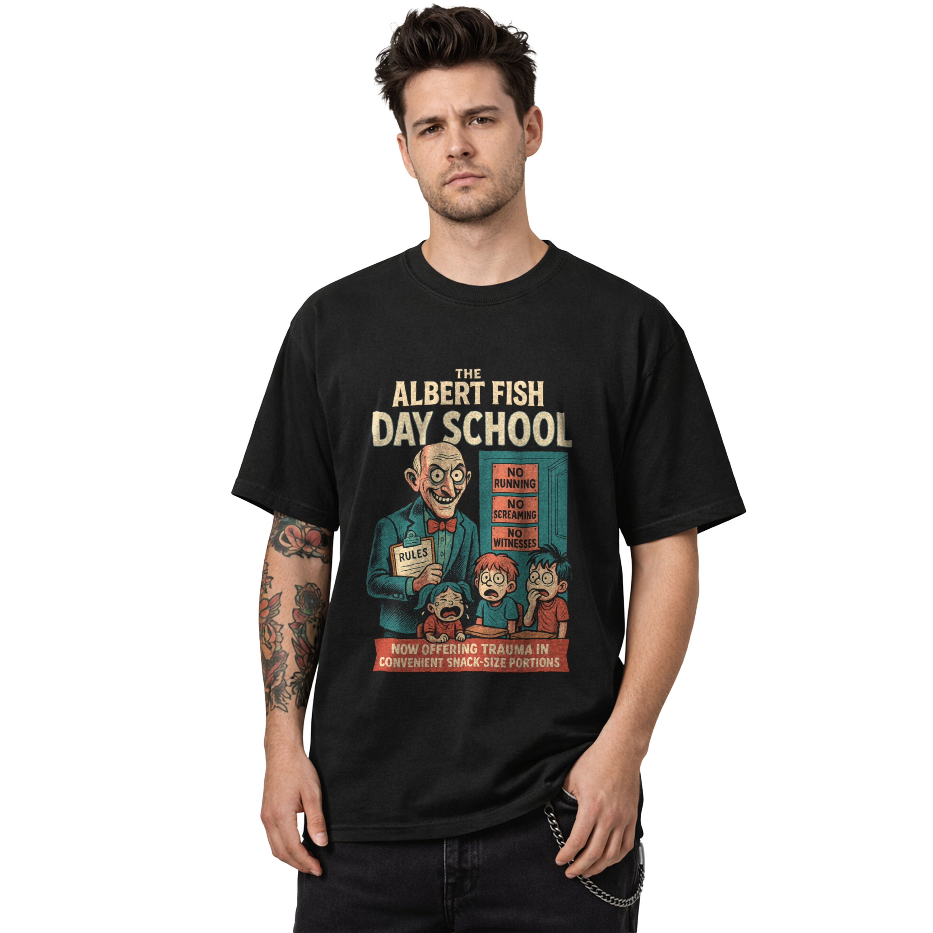 Albert Fish Day School T-Shirt – Black, L
