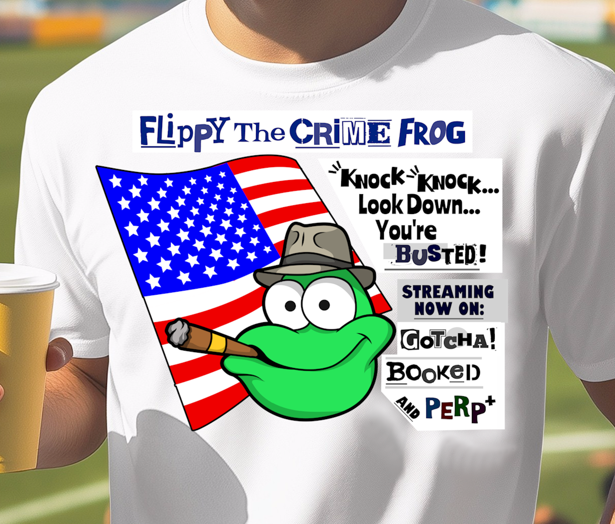 Flippy The Crime Frog - Knock Knock, Look Down.. - Heavy Cotton Tee, Funny Tee Shirts, Cute Tee Shirts, Silly Tee Shirts, Frog product thumbnail image Flippy The Crime Frog - Knock Knock, Look Down.. - Heavy Cotton Tee, Funny Tee Shirts, Cute Tee Shirts, Silly Tee Shirts, Frog product thumbnail image