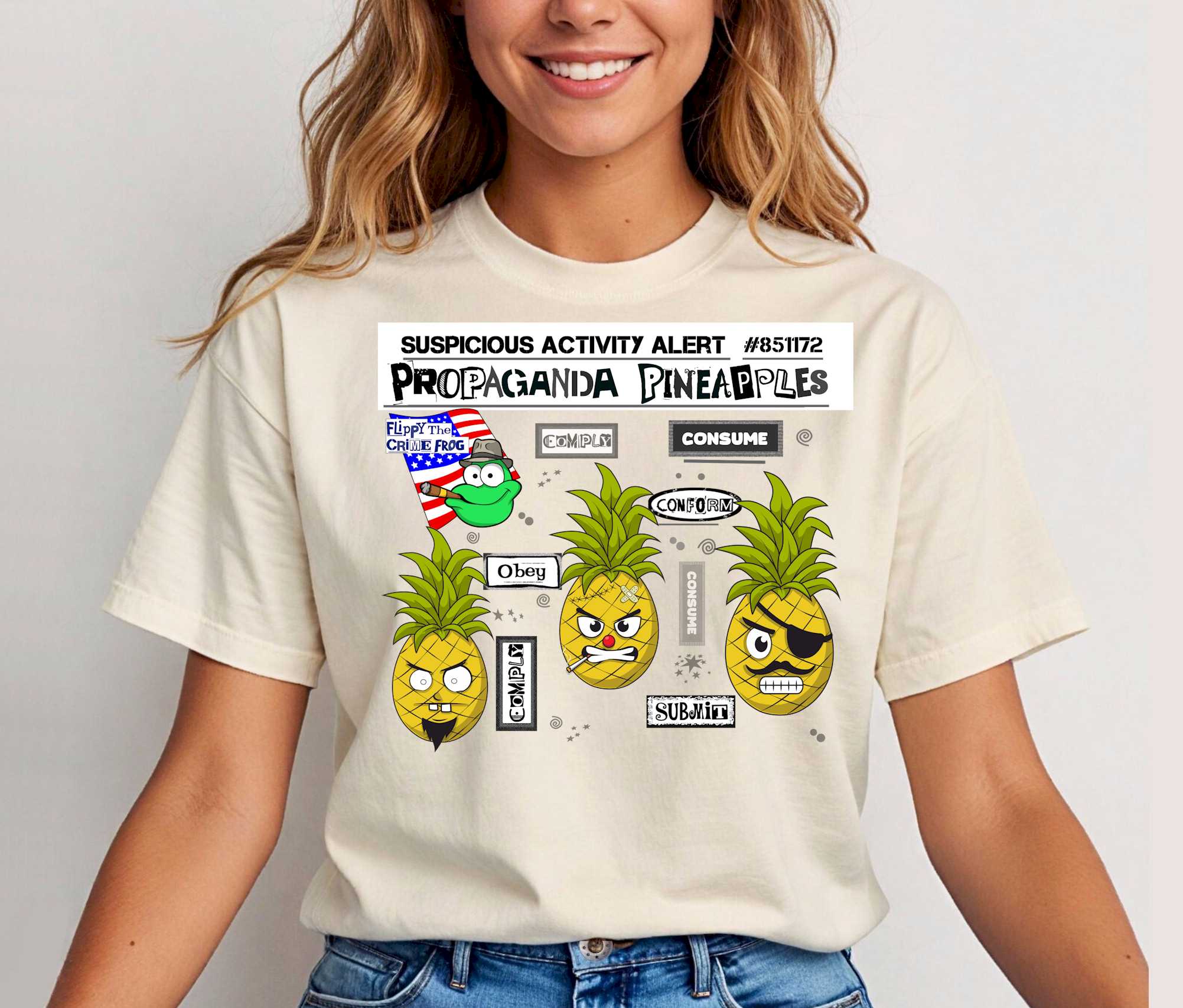 Propaganda Pineapples - Heavy Cotton Tee, Funny Tee Shirts, Cute Tee Shirts, Silly Tee Shirts, Pineapples product thumbnail image Propaganda Pineapples - Heavy Cotton Tee, Funny Tee Shirts, Cute Tee Shirts, Silly Tee Shirts, Pineapples product thumbnail image