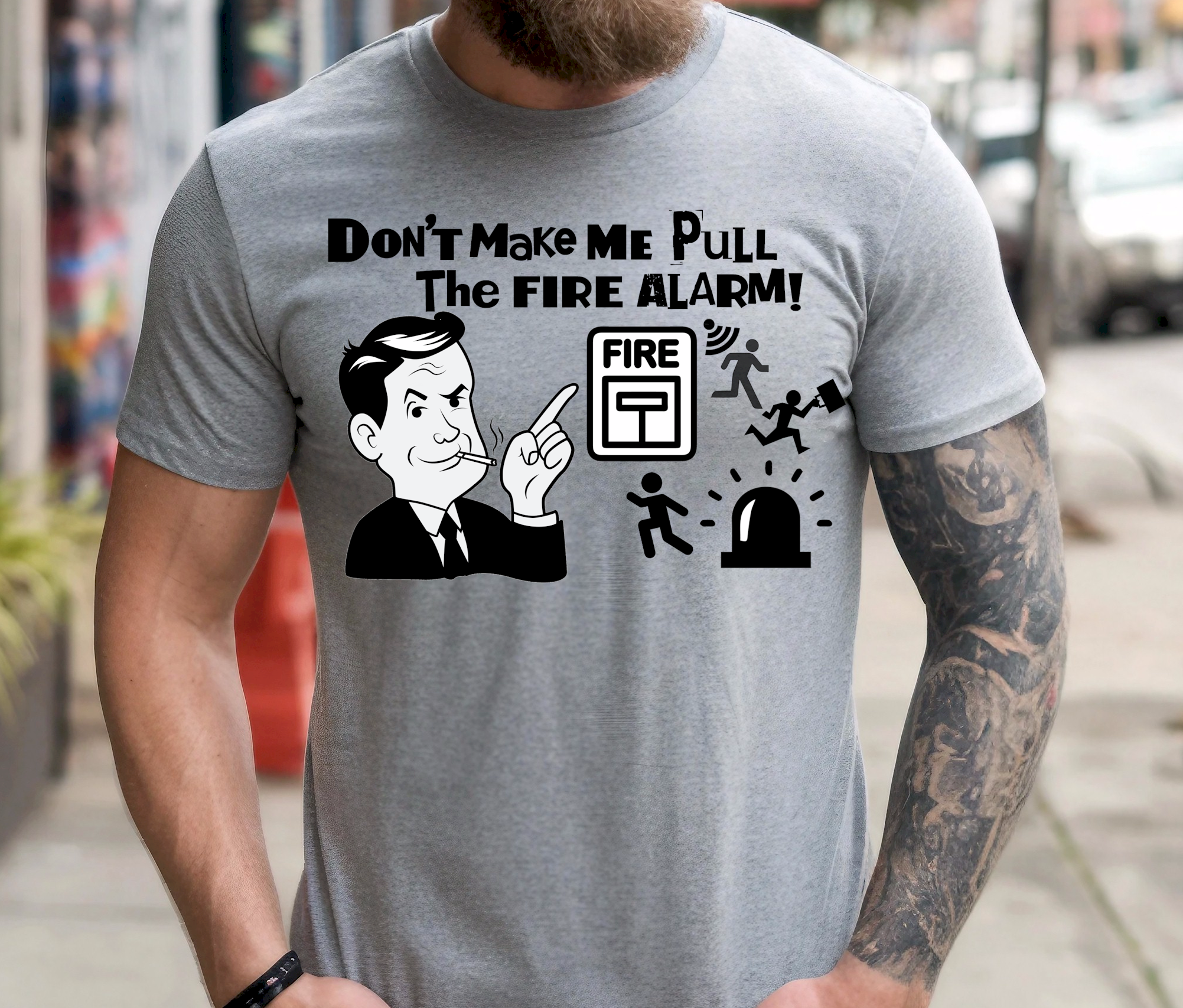 Don't Make Me Pull The Fire Alarm! - Heavy Cotton Tee, Funny Tee Shirts, Cute Tee Shirts, Silly Tee Shirts, Retro product thumbnail image Don't Make Me Pull The Fire Alarm! - Heavy Cotton Tee, Funny Tee Shirts, Cute Tee Shirts, Silly Tee Shirts, Retro product thumbnail image