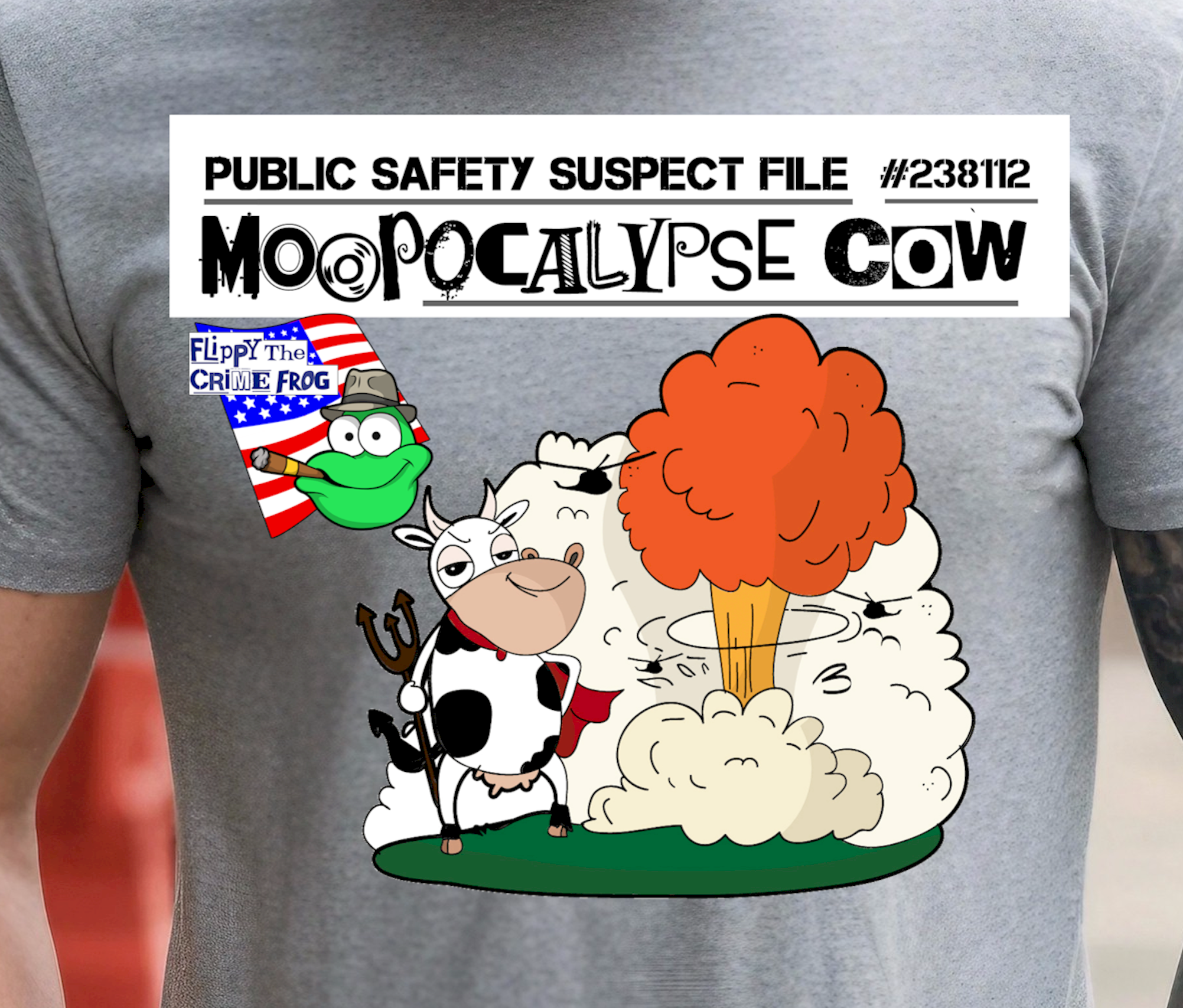MooPocalypse Cow - Heavy Cotton Tee, Funny Tee Shirts, Cute Tee Shirts, Silly Tee Shirts, Cow product thumbnail image