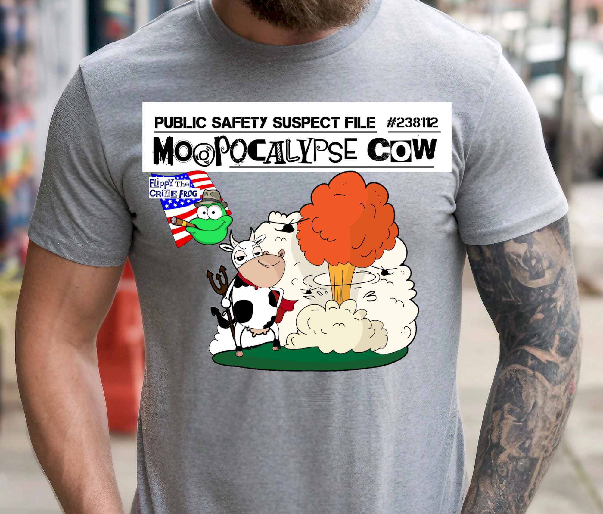 MooPocalypse Cow - Heavy Cotton Tee, Funny Tee Shirts, Cute Tee Shirts, Silly Tee Shirts, Cow product thumbnail image