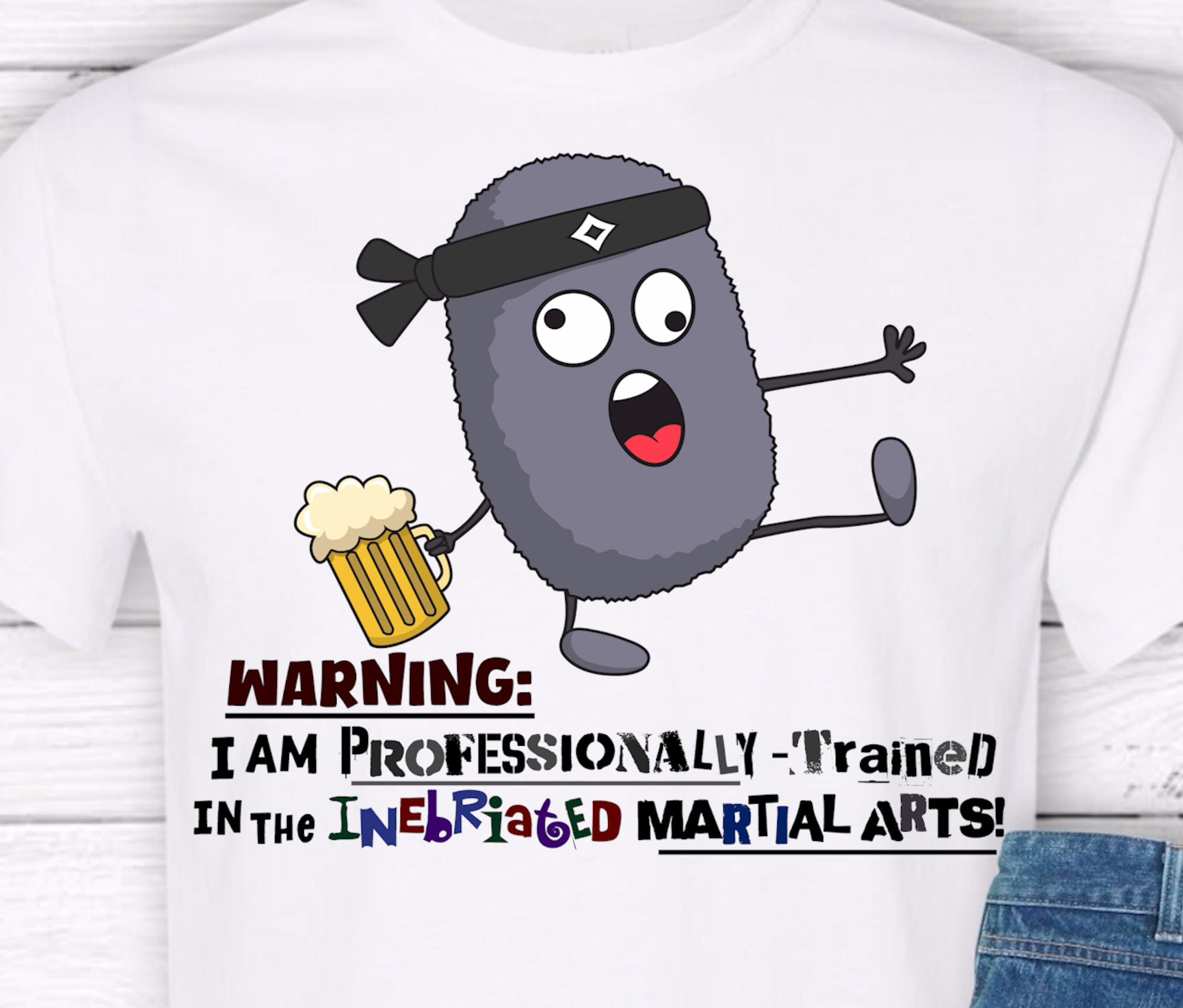 Inebriated Martial Arts  - Heavy Cotton Tee, Funny Tee Shirts, Cute Tee Shirts, Silly Tee Shirts, Drunk, Karate product thumbnail image