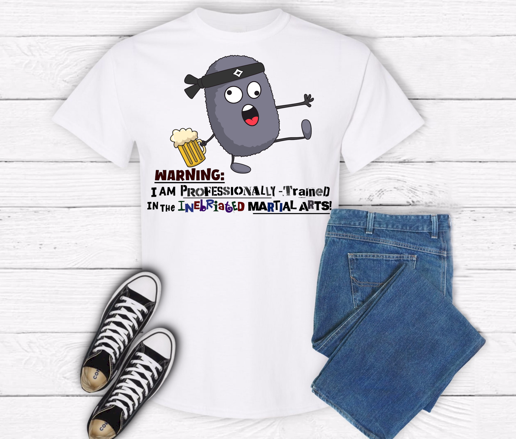 Inebriated Martial Arts  - Heavy Cotton Tee, Funny Tee Shirts, Cute Tee Shirts, Silly Tee Shirts, Drunk, Karate product thumbnail image