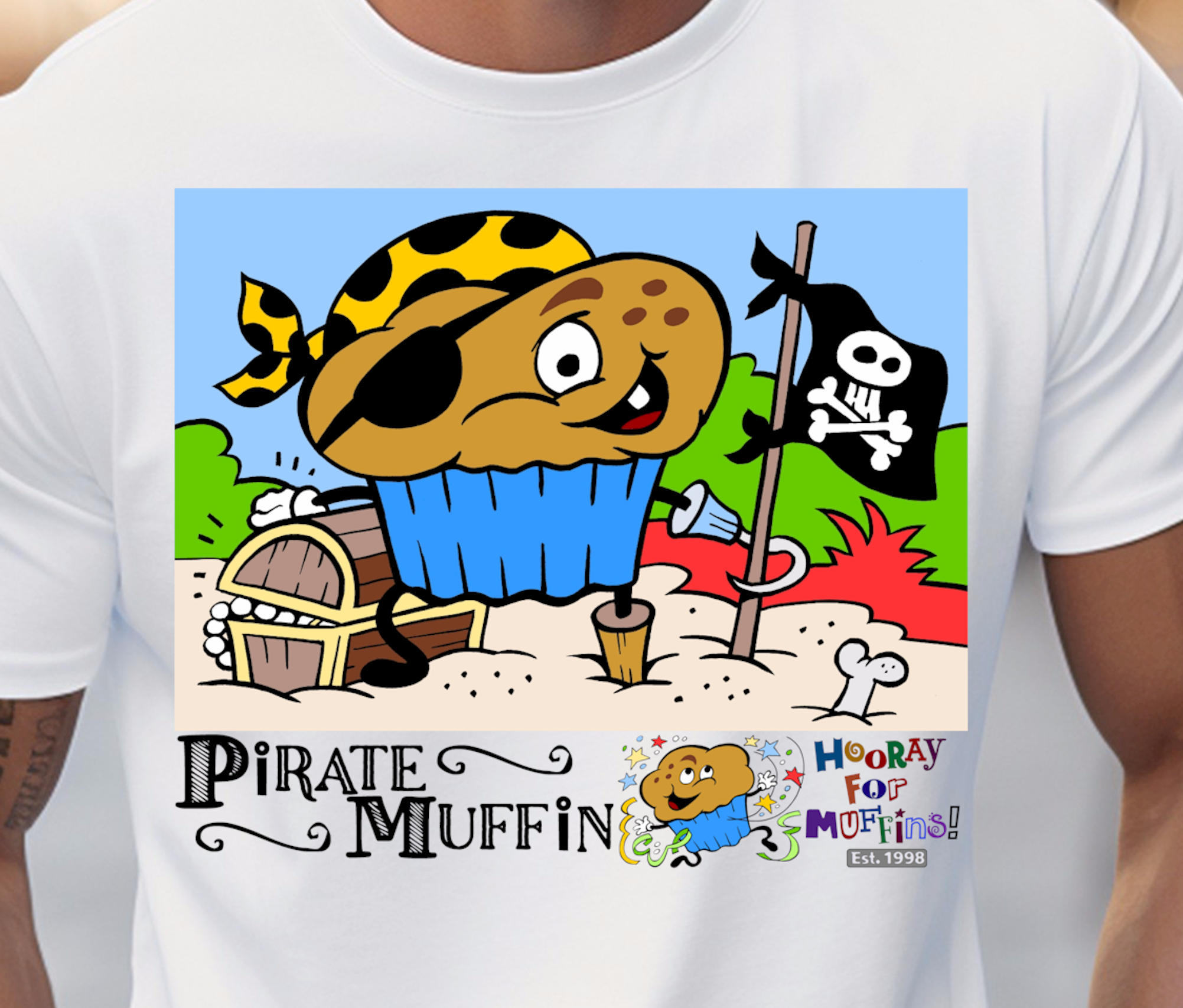 Hooray for Muffins - Pirate Muffin  - Heavy Cotton Tee, Funny Tee Shirts, Cute Tee Shirts, Silly Tee Shirts, Muffins