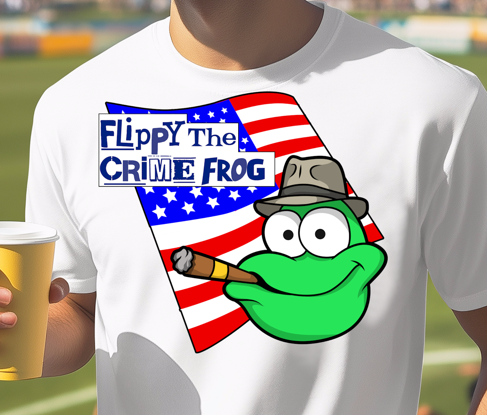 Flippy The Crime Frog - Heavy Cotton Tee, Funny Tee Shirts, Cute Tee Shirts, Silly Tee Shirts, Frog