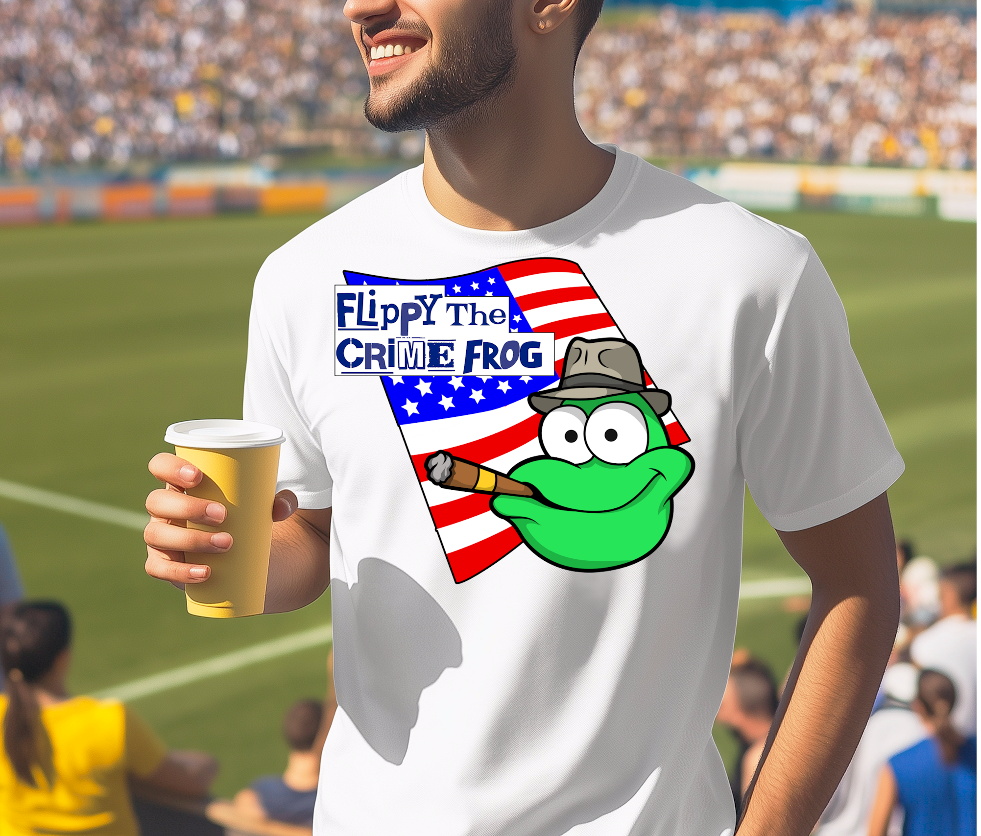 Flippy The Crime Frog - Heavy Cotton Tee, Funny Tee Shirts, Cute Tee Shirts, Silly Tee Shirts, Frog product thumbnail image