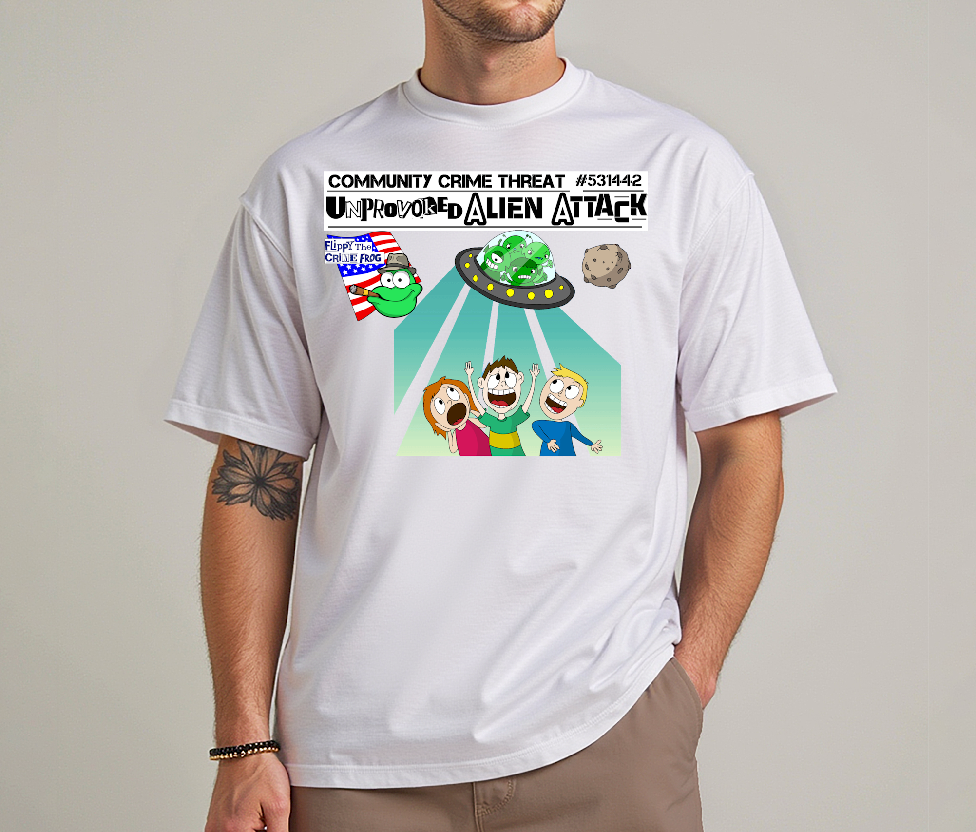 Unprovoked Alien Attack! - Heavy Cotton Tee, Funny Tee Shirts, Cute Tee Shirts, Silly Tee Shirts, UFO, Aliens product thumbnail image Unprovoked Alien Attack! - Heavy Cotton Tee, Funny Tee Shirts, Cute Tee Shirts, Silly Tee Shirts, UFO, Aliens product thumbnail image