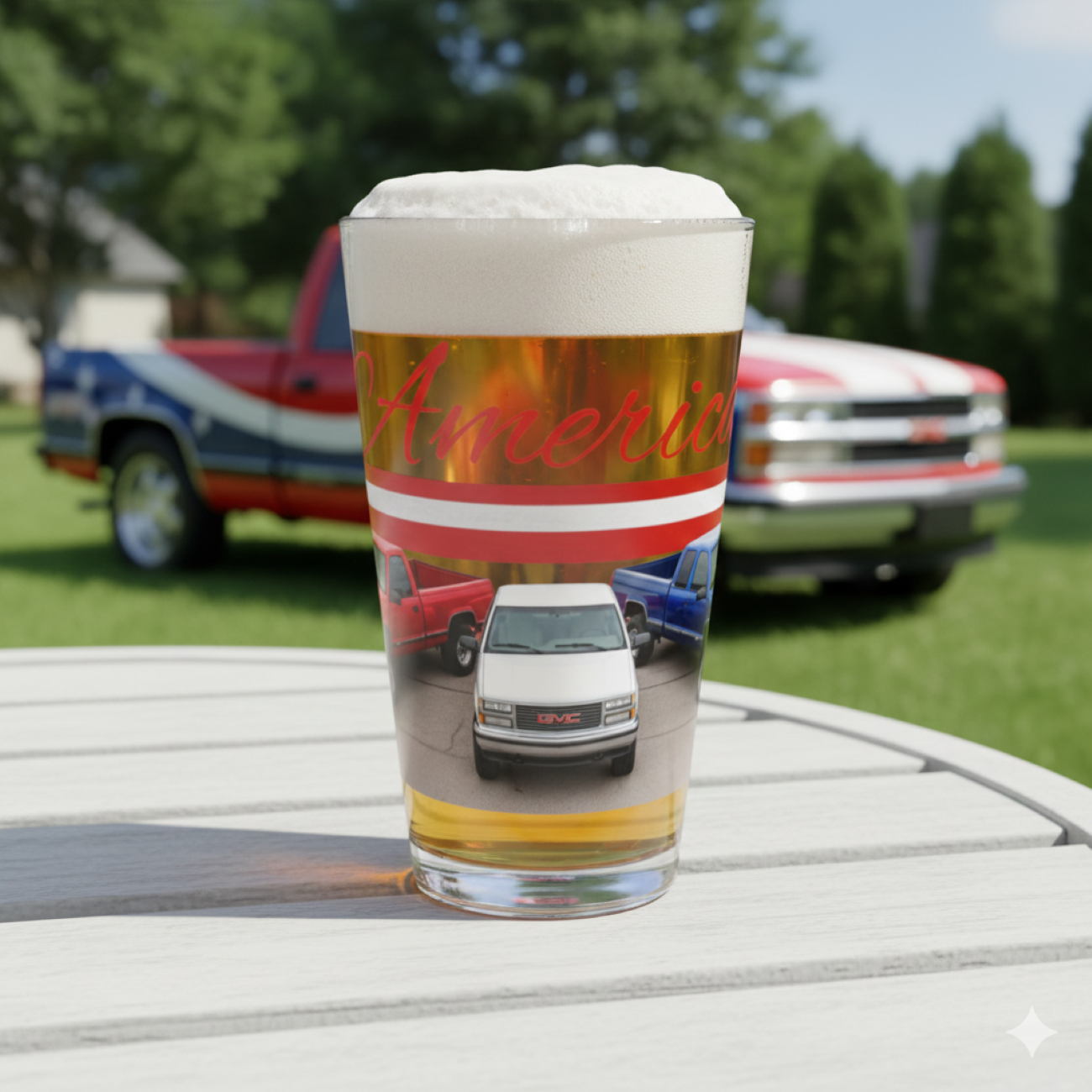 "America"  16oz Mixing Glass — Patriotic Vintage Pickup Pint