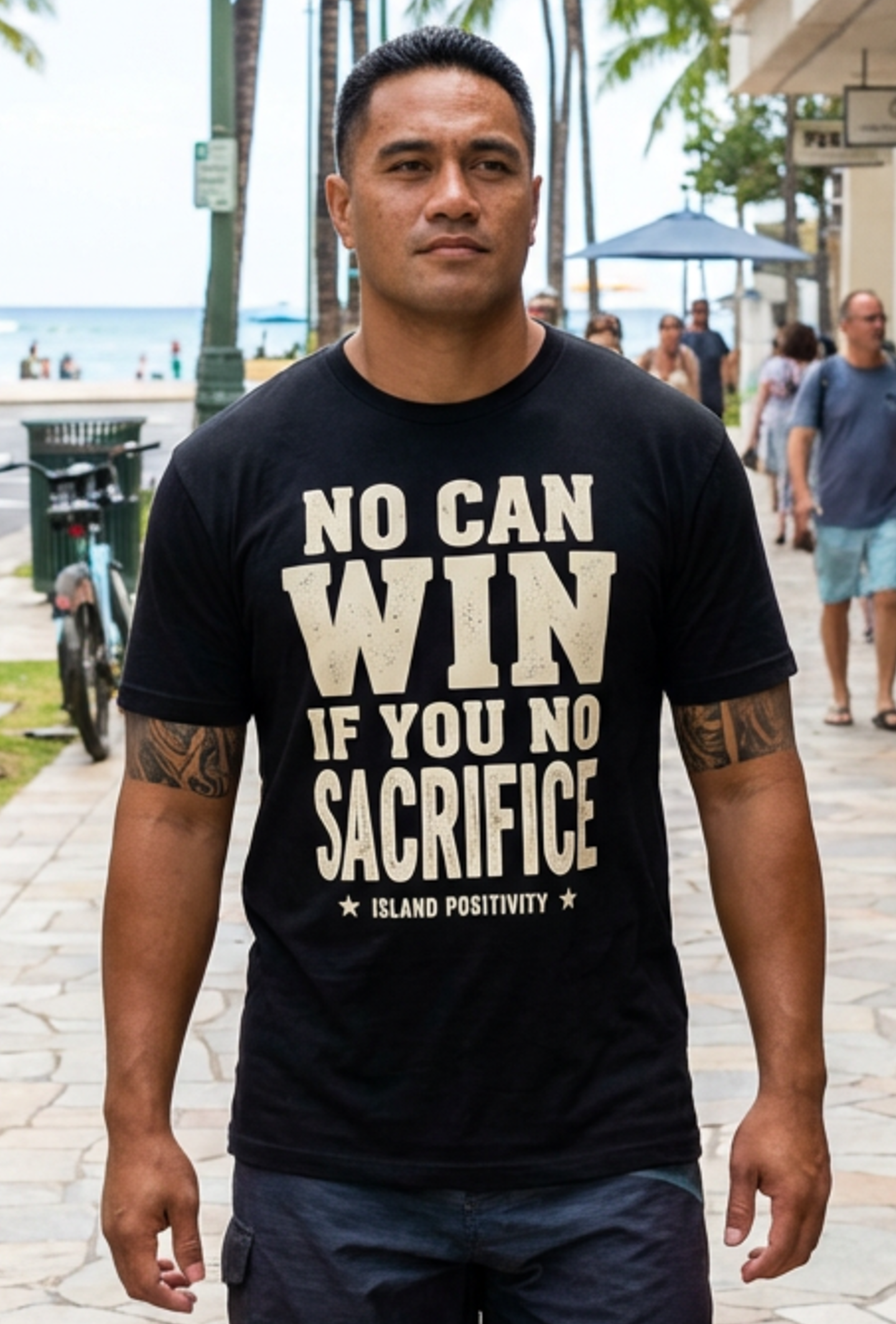 "No Can Win If You No Sacrifice" Hawaii Pidgin Motivational Tee product thumbnail image