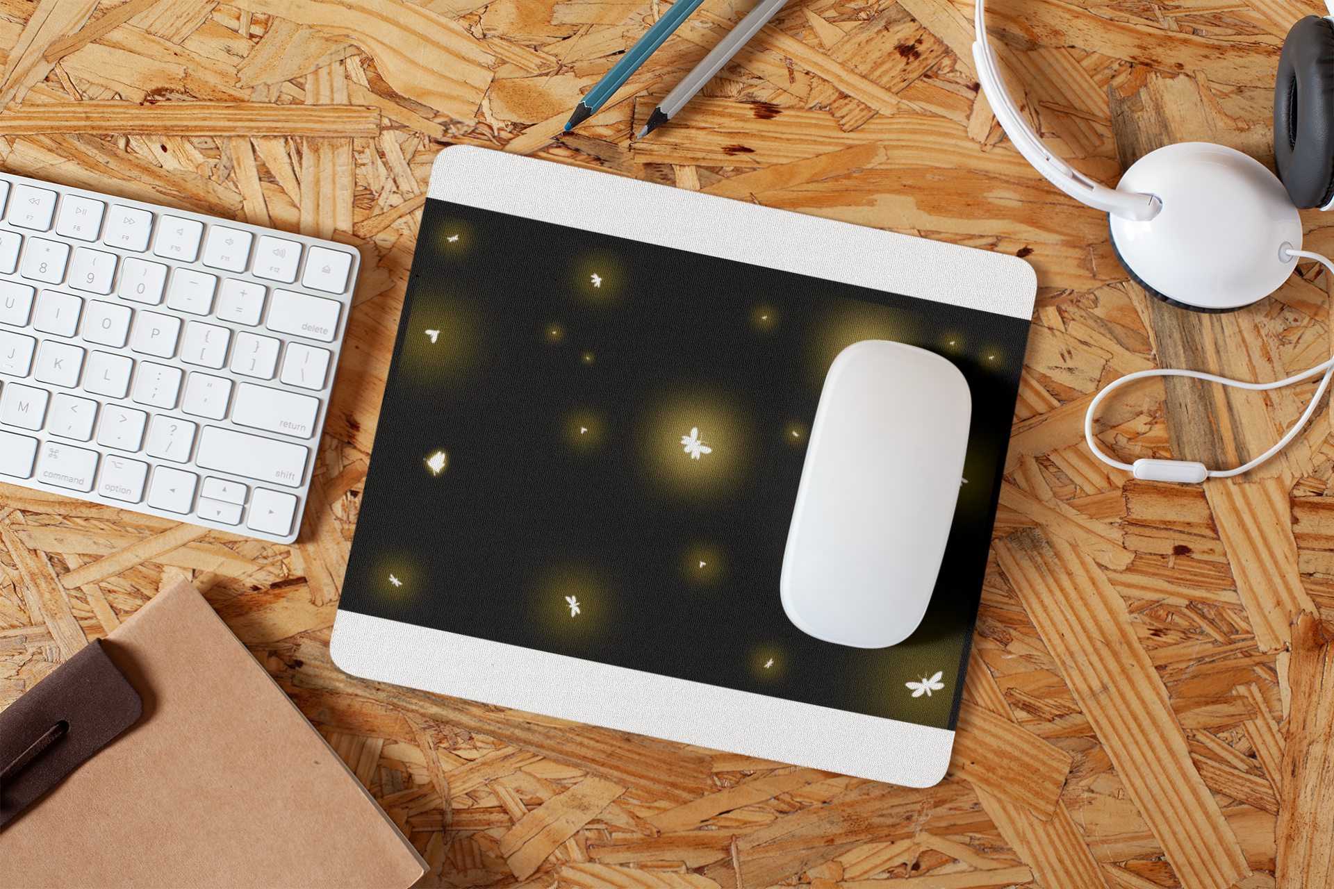 Firefly Glow Desk Mat — Black Gaming/Office Mouse Pad with Soft Golden Lights product thumbnail image