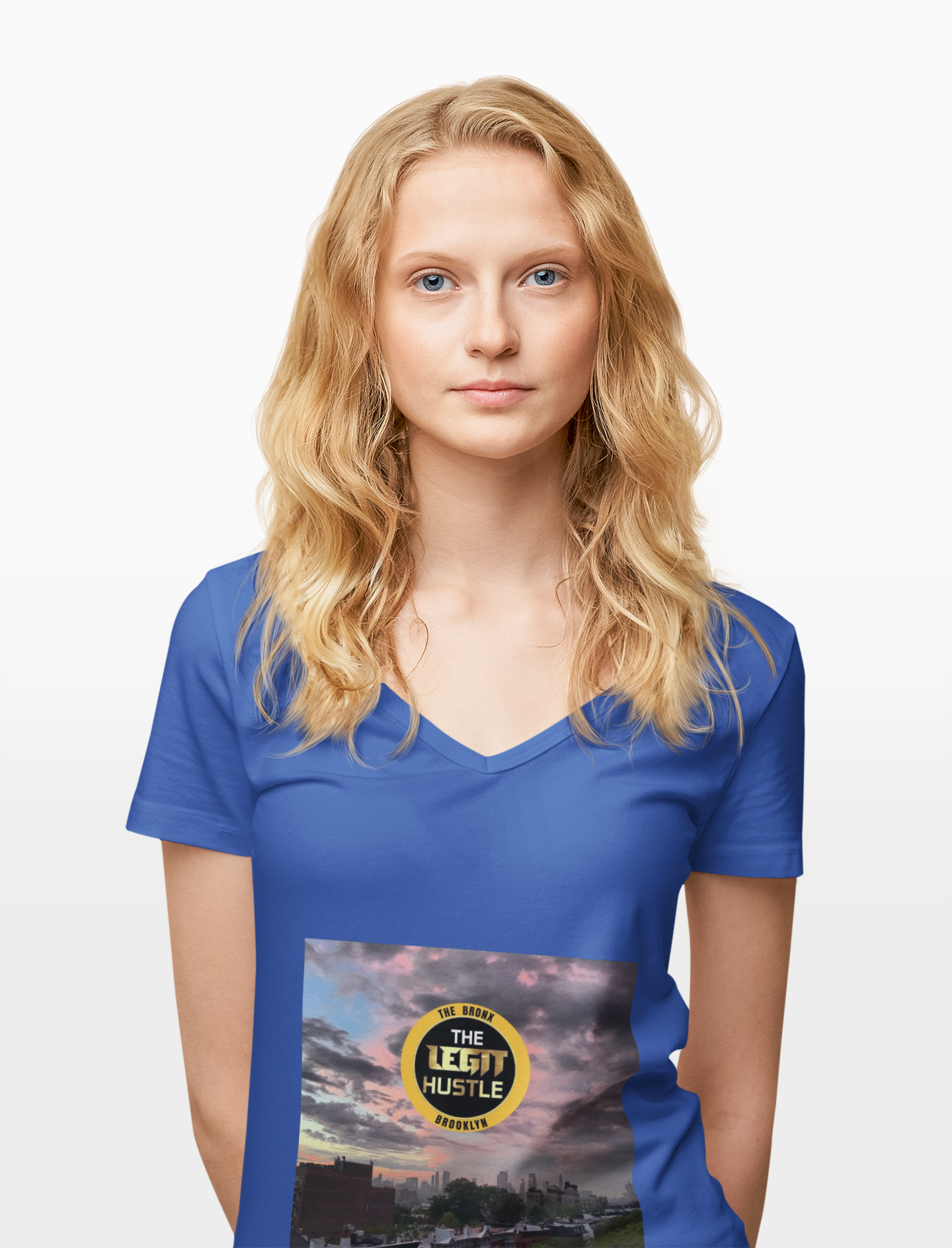 The Legit Hustle V-Neck Tee — Motivational Urban Sunset Graphic Shirt product thumbnail image