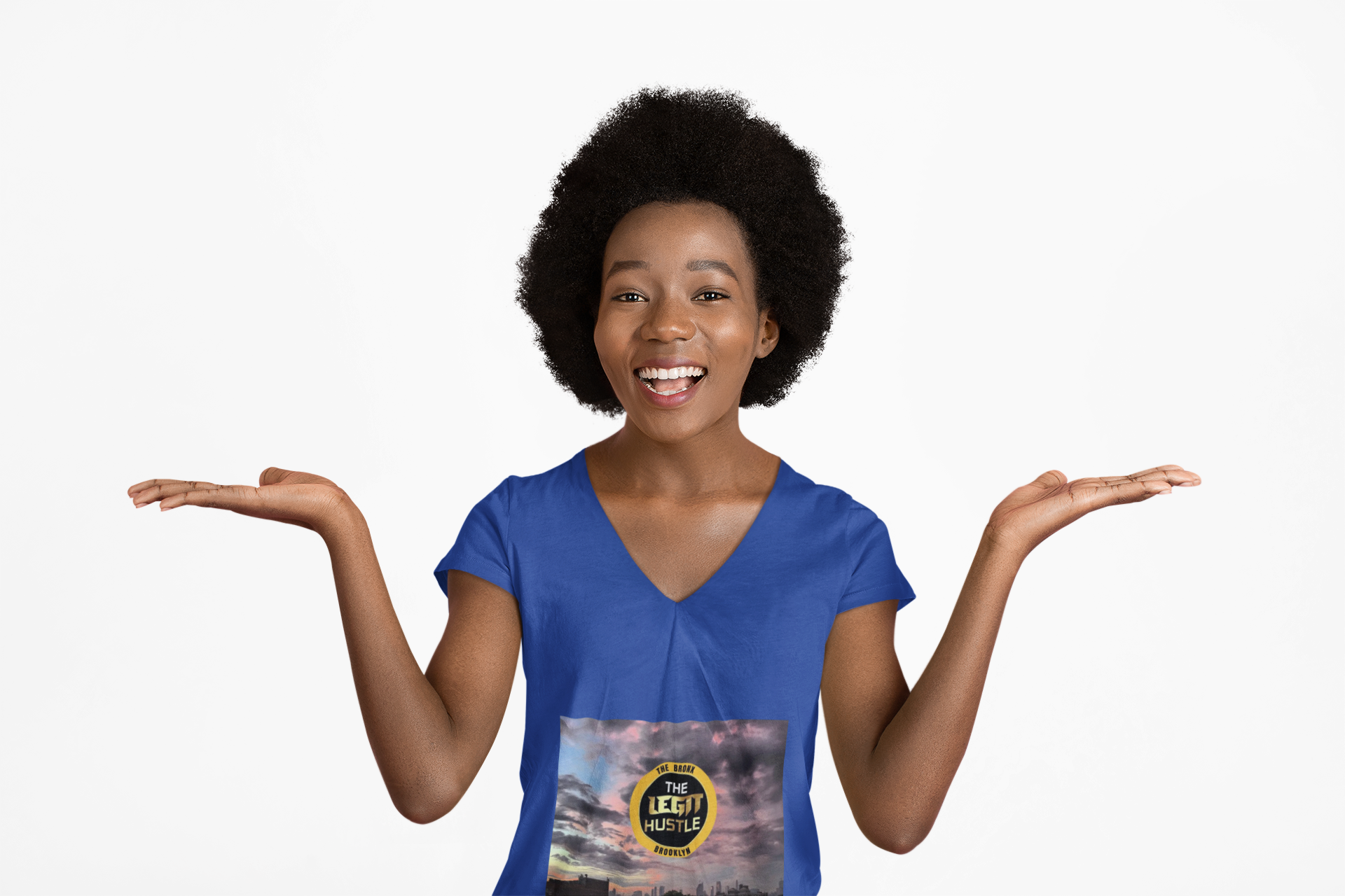 The Legit Hustle V-Neck Tee — Motivational Urban Sunset Graphic Shirt product thumbnail image