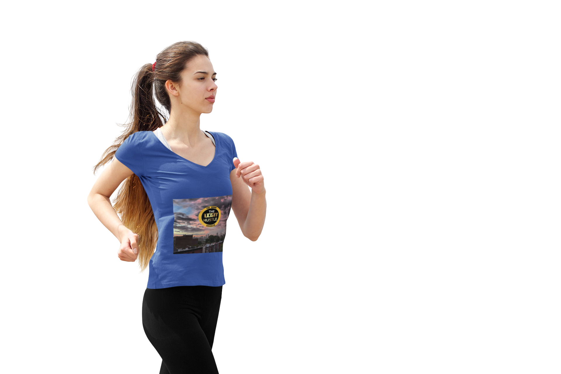 The Legit Hustle V-Neck Tee — Motivational Urban Sunset Graphic Shirt product thumbnail image