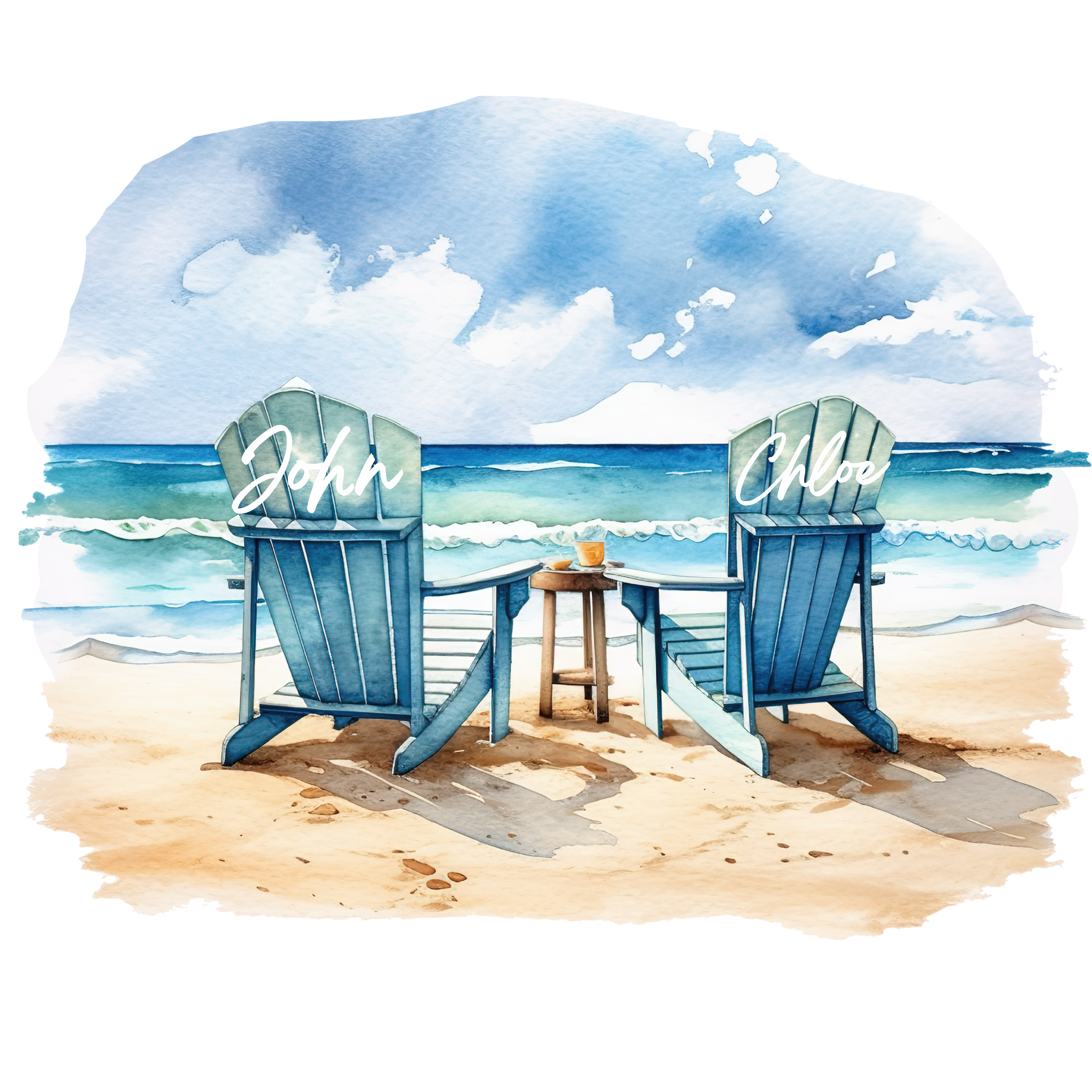 Personalized Beach Tote Bag for Couples, Valentines Day Gift, Custom Name Coastal Tote, Romantic Ocean Chair Bag, Anniversary Gift product thumbnail image