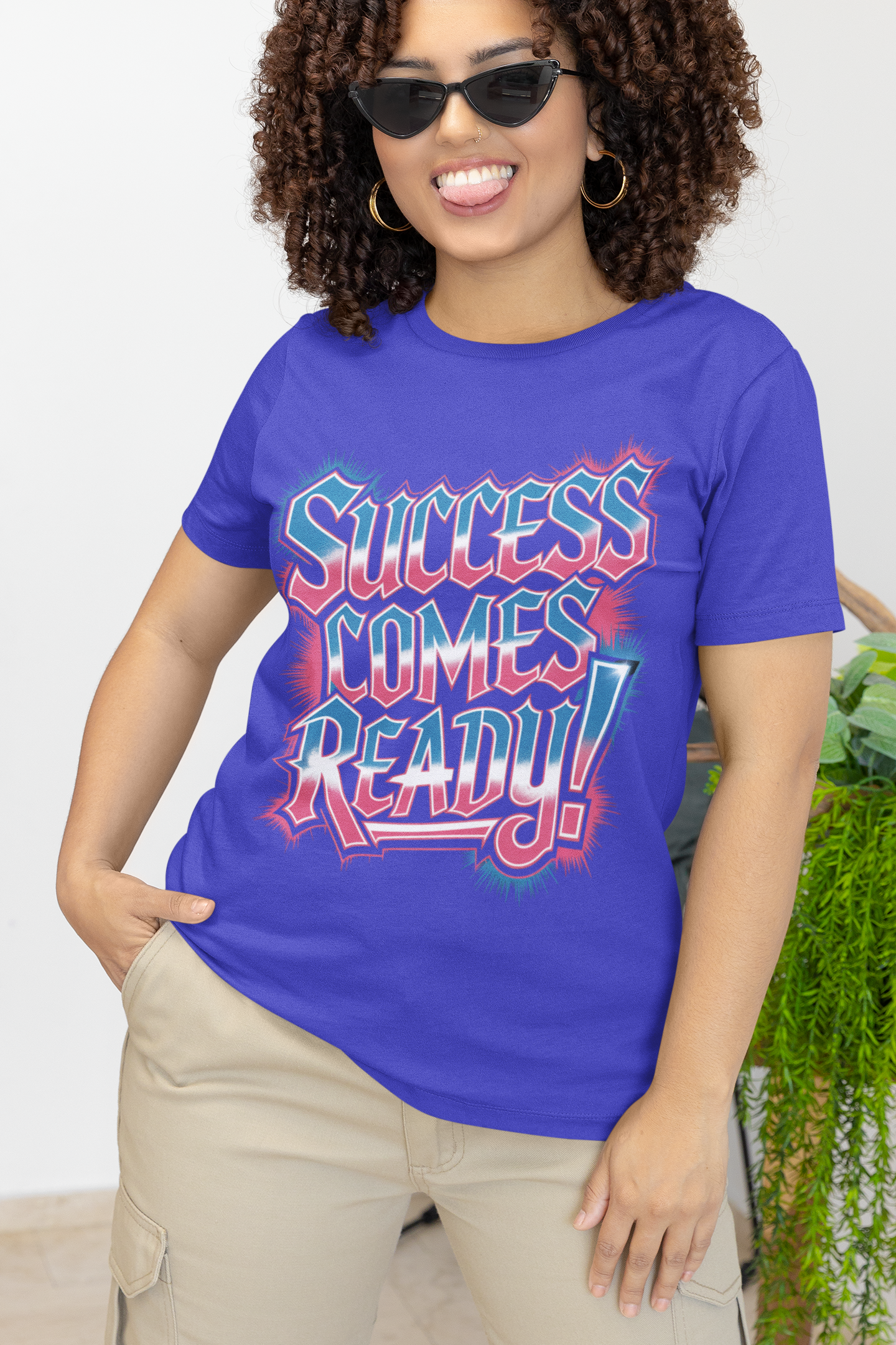 Success Comes Ready Tee — Motivational Graphic T‑Shirt with Feather Back Artwork product thumbnail image Success Comes Ready Tee — Motivational Graphic T‑Shirt with Feather Back Artwork product thumbnail image