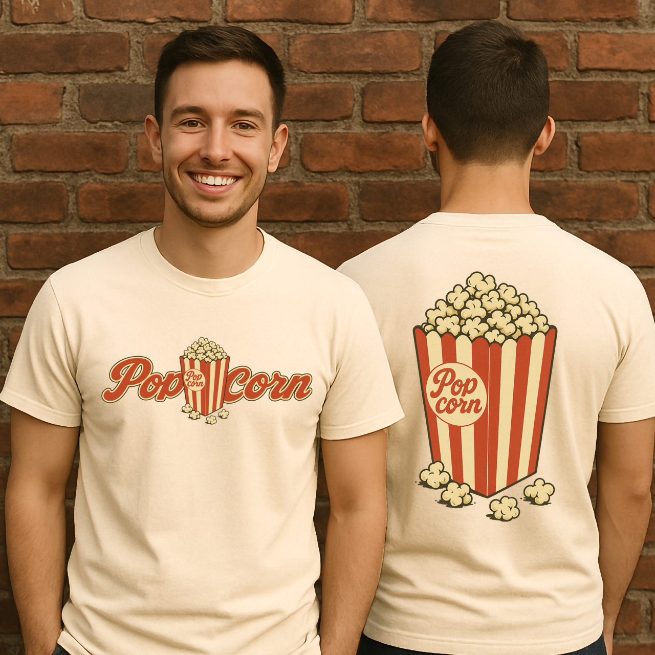 Popcorn Lovers Front and Back Design Unisex T-Shirt product thumbnail image Popcorn Lovers Front and Back Design Unisex T-Shirt product thumbnail image