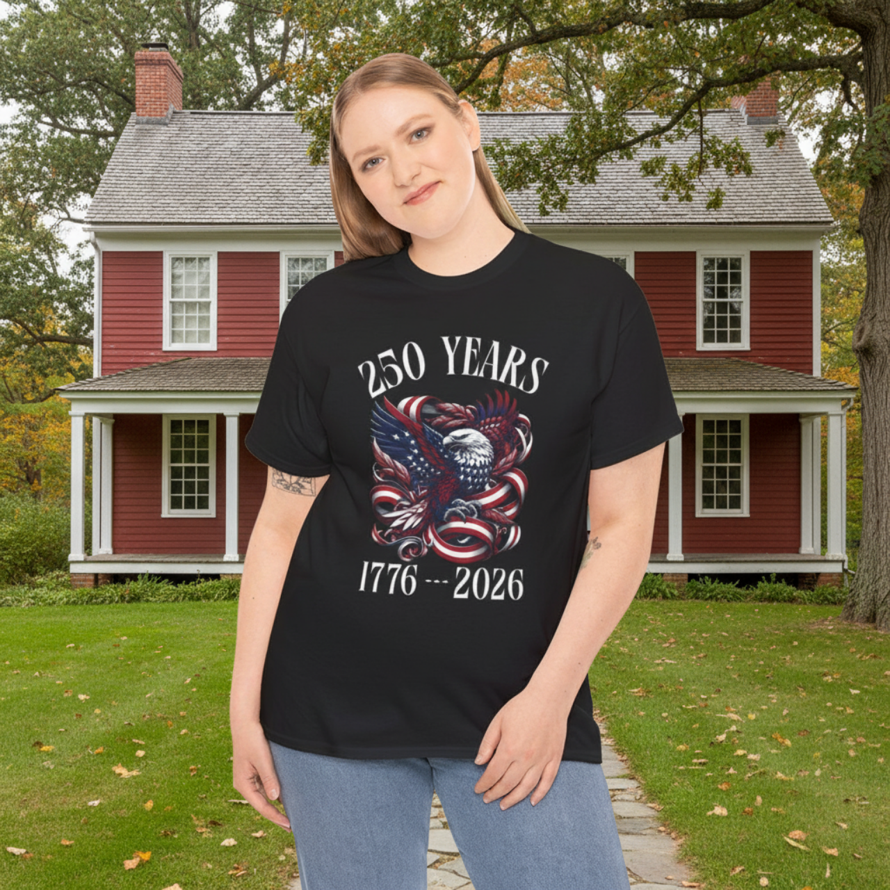 250th Anniversary Patriotic Eagle Tee — 1776-2026 Red & White Ribbon Design product thumbnail image 250th Anniversary Patriotic Eagle Tee — 1776-2026 Red & White Ribbon Design product thumbnail image