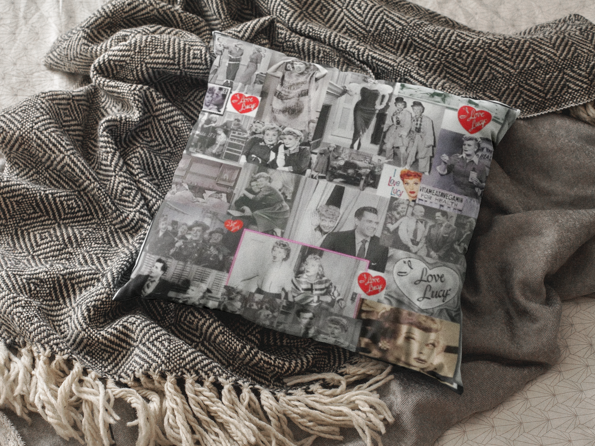 I Love Lucy TV Show Square Pillow — Retro TV Pillow product thumbnail image