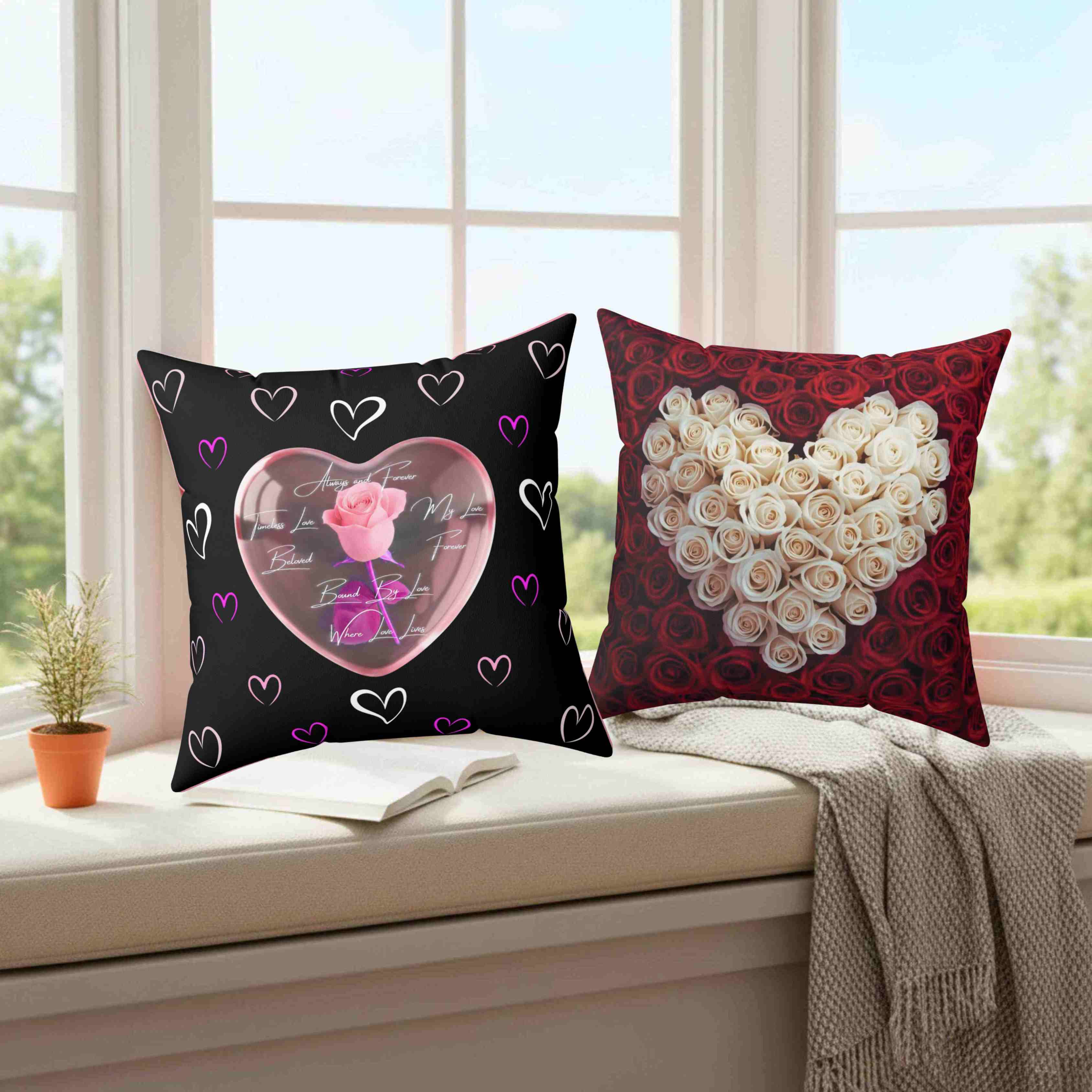 Colorful Heart Pattern Pillow on Black| Valentines Decorative Cushion product thumbnail image Colorful Heart Pattern Pillow on Black| Valentines Decorative Cushion product thumbnail image