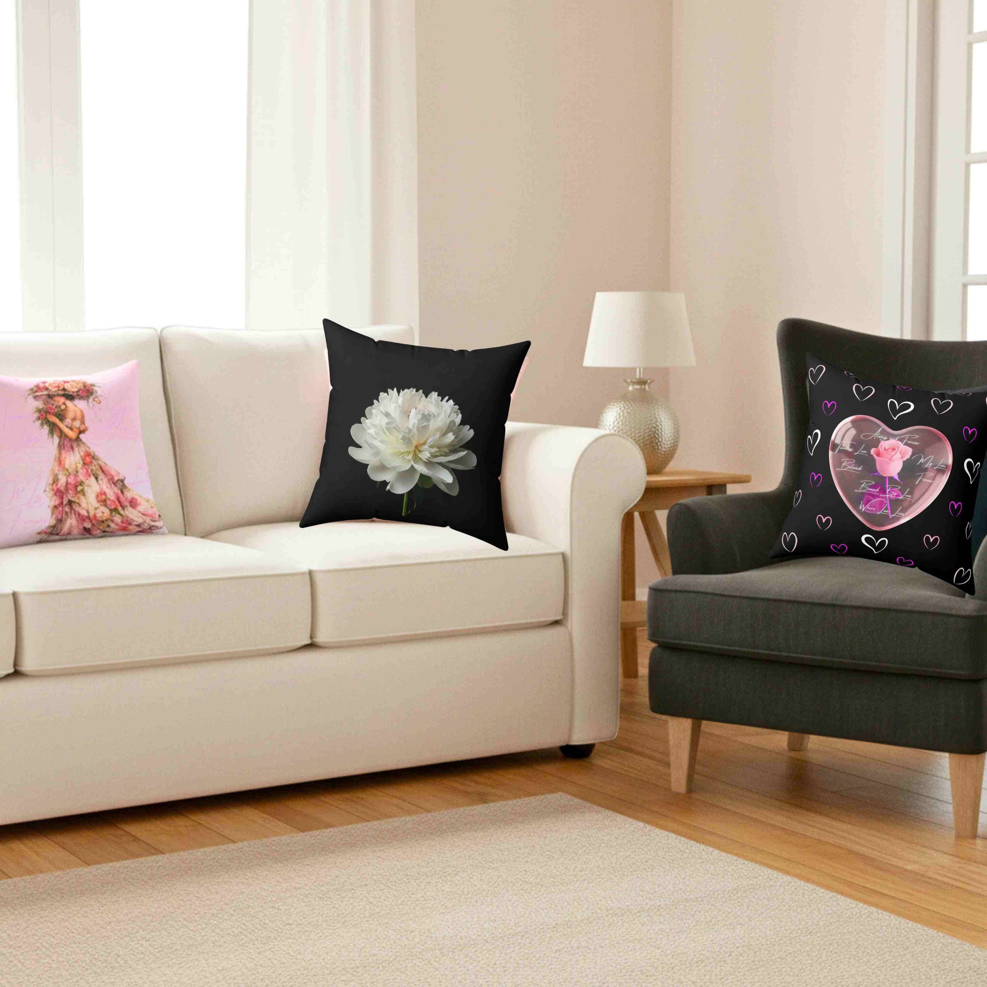 Colorful Heart Pattern Pillow on Black| Valentines Decorative Cushion product thumbnail image Colorful Heart Pattern Pillow on Black| Valentines Decorative Cushion product thumbnail image
