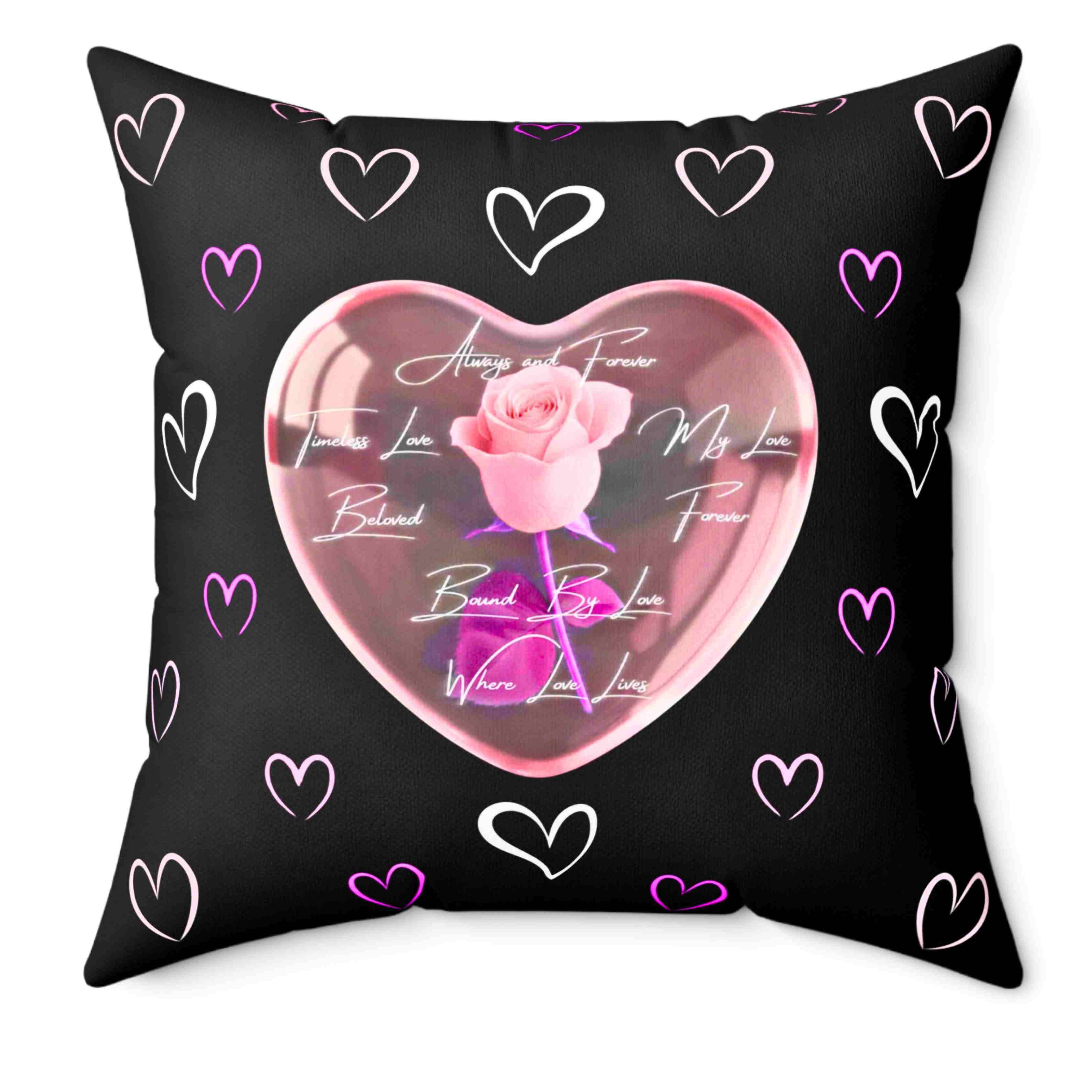 Colorful Heart Pattern Pillow on Black| Valentines Decorative Cushion product thumbnail image Colorful Heart Pattern Pillow on Black| Valentines Decorative Cushion product thumbnail image